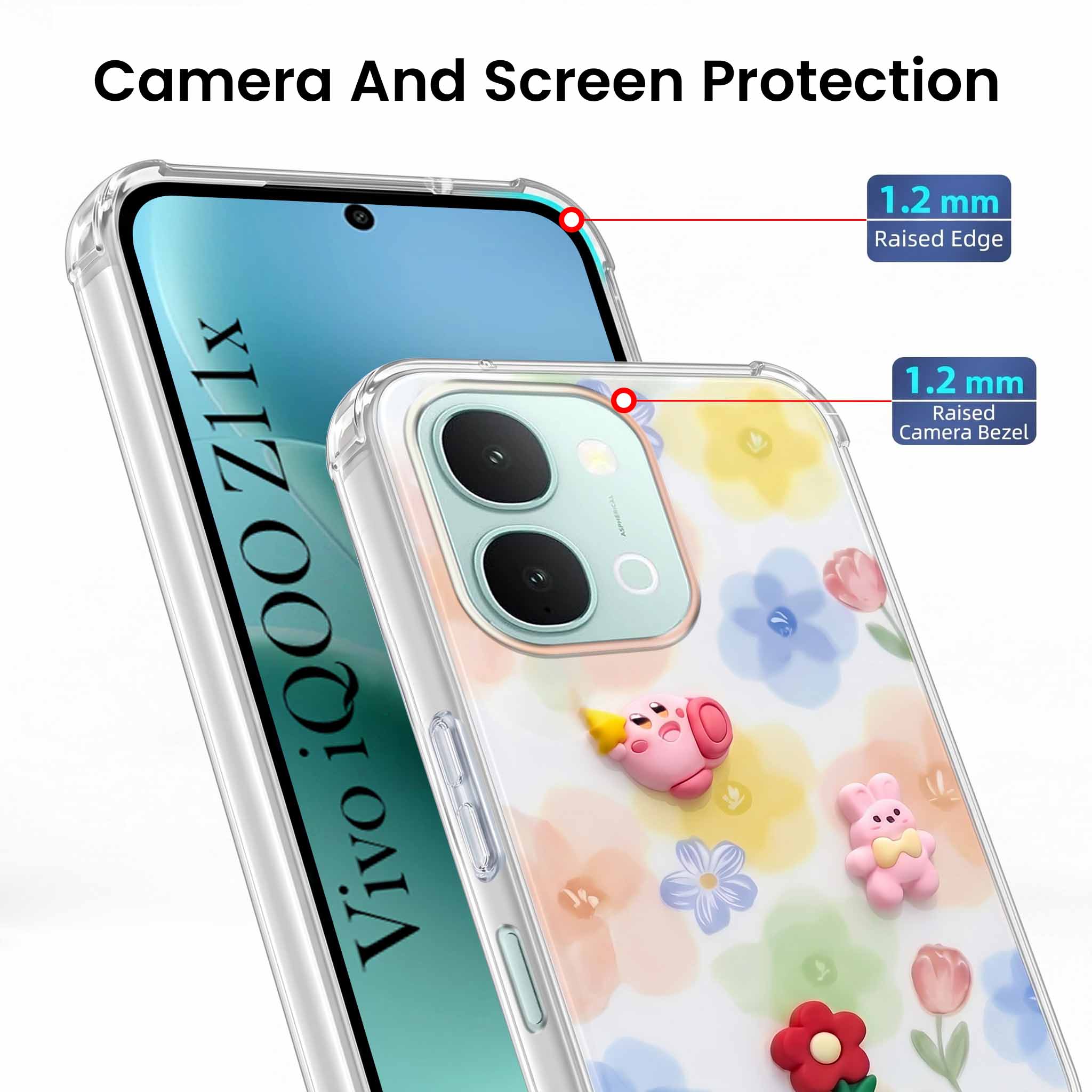 For Vivo iQOO Z11x 5G Back Cover Case (3D Cute Cartoons | Hard Back Side Soft | Matte Premium Finish | HD Printing)