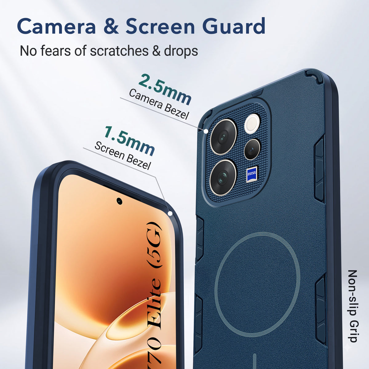 For Vivo V70 | Vivo V70 Elite 5G Back Cover Case (Slim Hybrid Armor | Shockproof Camera Protection | Rugged Dual Layer)