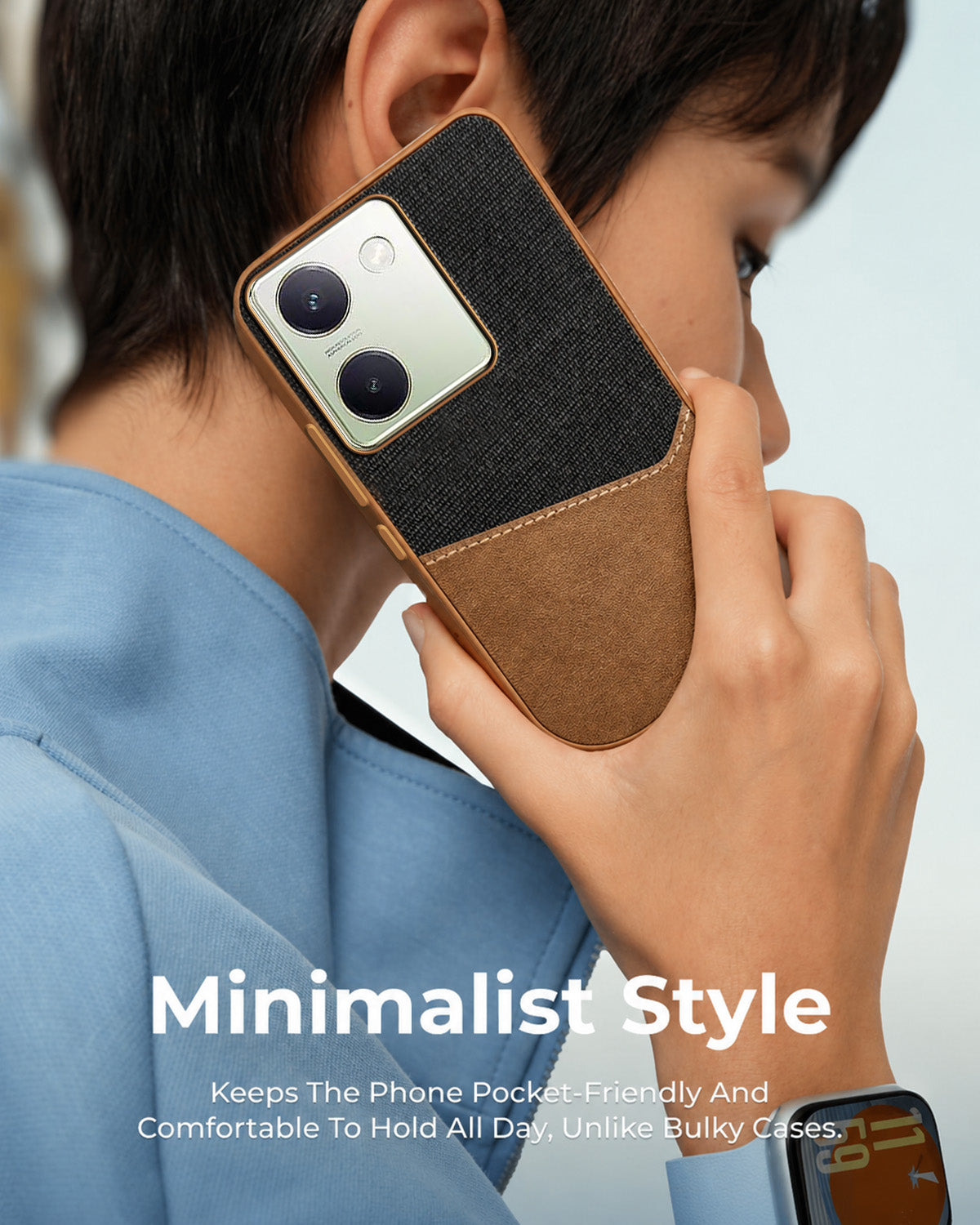 For Vivo Y200 Pro 5G Back Cover Case (Dual PU Leather Stitch | Professional Minimalist | Soft and Flexible)