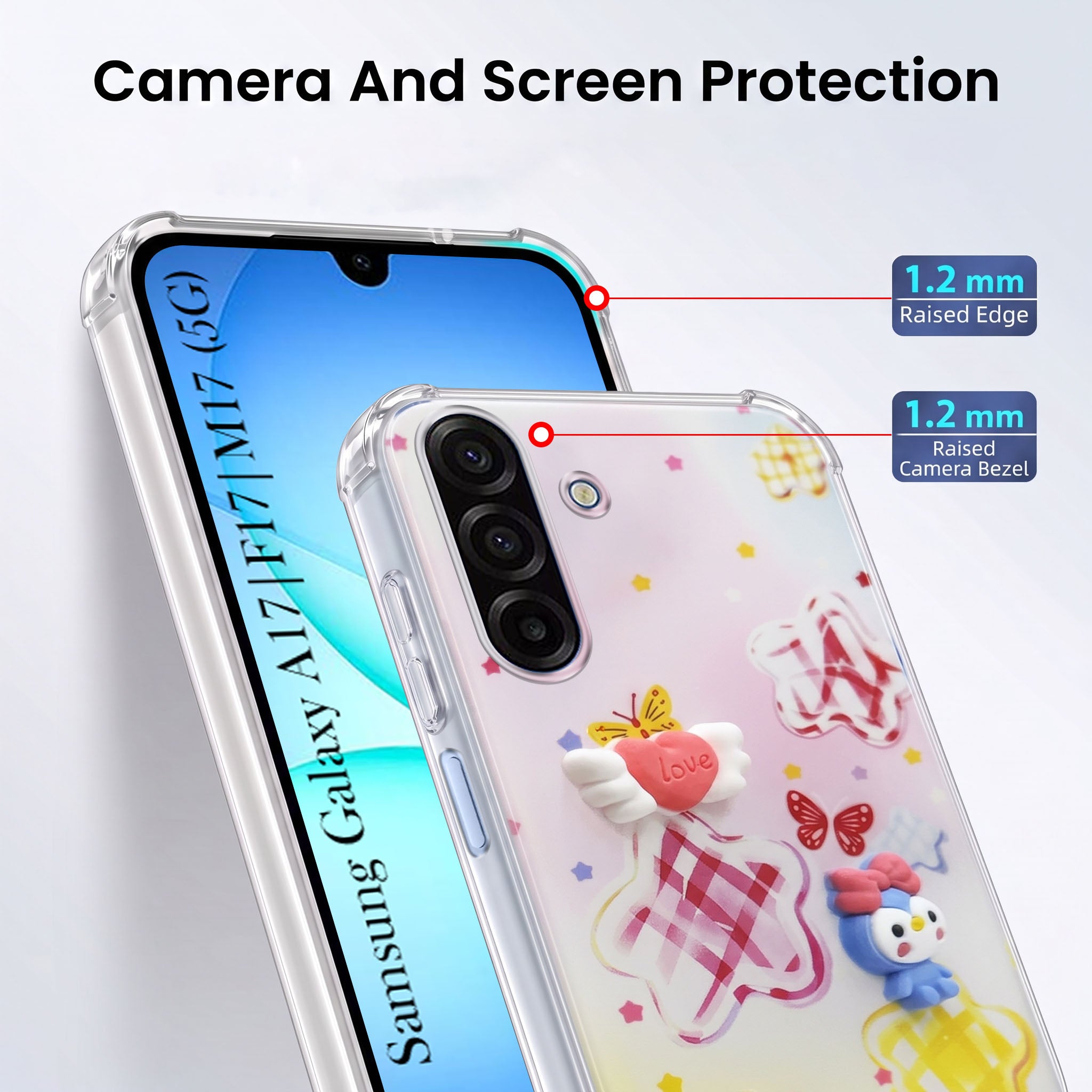 For Samsung Galaxy A17 | Samsung F17 | Samsung M17 5G Back Cover Case (3D Cute Cartoons | Hard Back Side Soft | Matte Premium Finish | HD Printing)