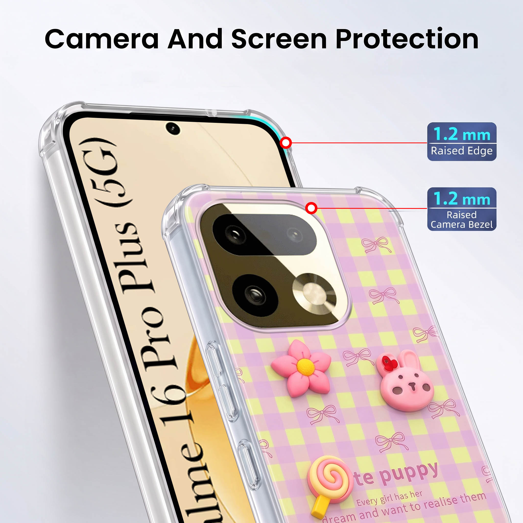 For Realme 16 Pro Plus 5G Back Cover Case (3D Cute Cartoons | Hard Back Side Soft | Matte Premium Finish | HD Printing)