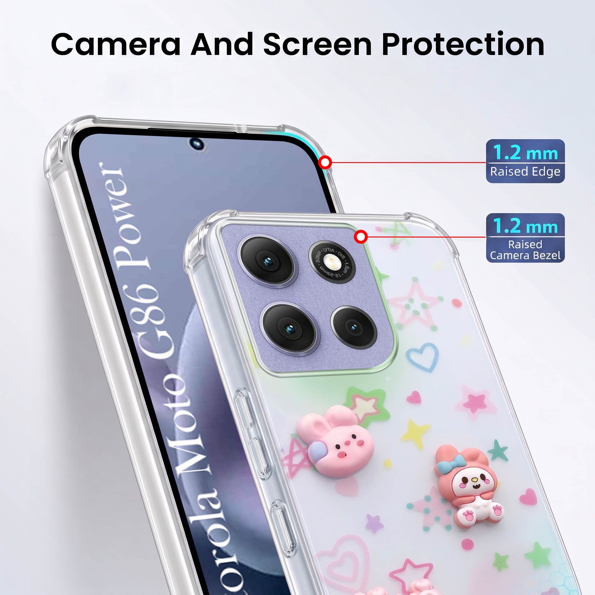 For Motorola Moto G86 Power Back Cover Case (3D Cute Cartoons | Hard Back Side Soft | Matte Premium Finish | HD Printing)