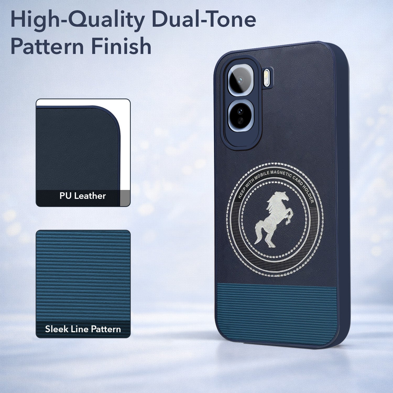 For Vivo T5 Pro 5G Back Cover Case PU Leather Finish (Professional Minimalist Texture | MagSafe Compatile | Camera Protection | Sleek Sober Formal) (Copy)