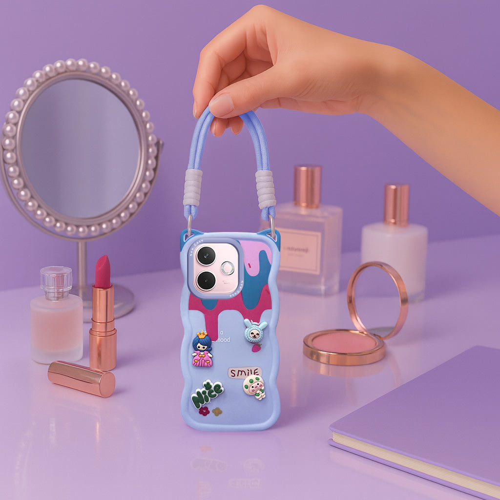 For Oppo A5 Pro Back Case Cover Strap(3D embossed Figures | Strap Holder | 360* Soft Cushion with Camera Bump)