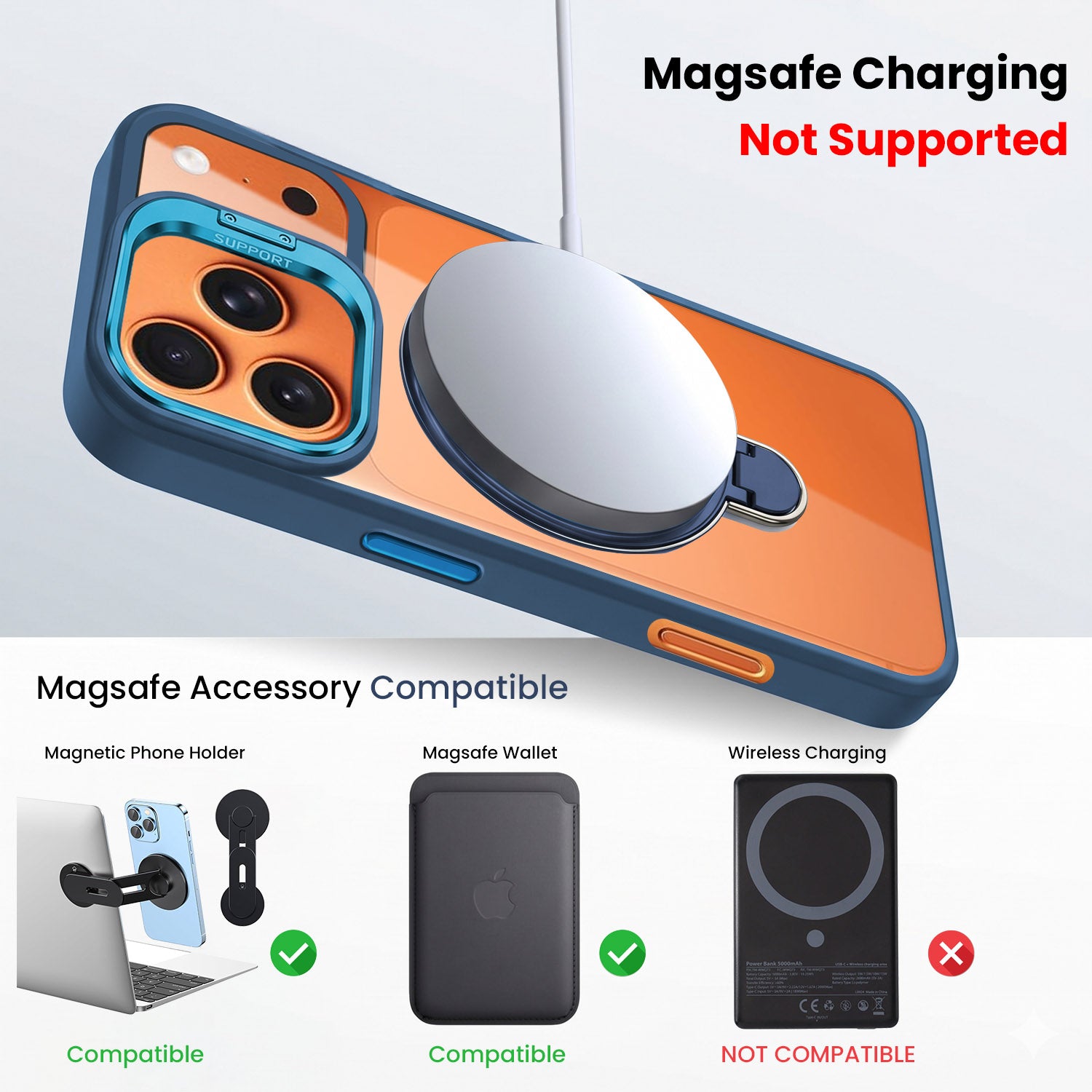 For Apple iPhone 17 Pro Max Back Cover Case Crystal (Lifetime Anti Yellow | Magnetic Ring Stand | Camera Lens Protection | MagSafe Compatible)