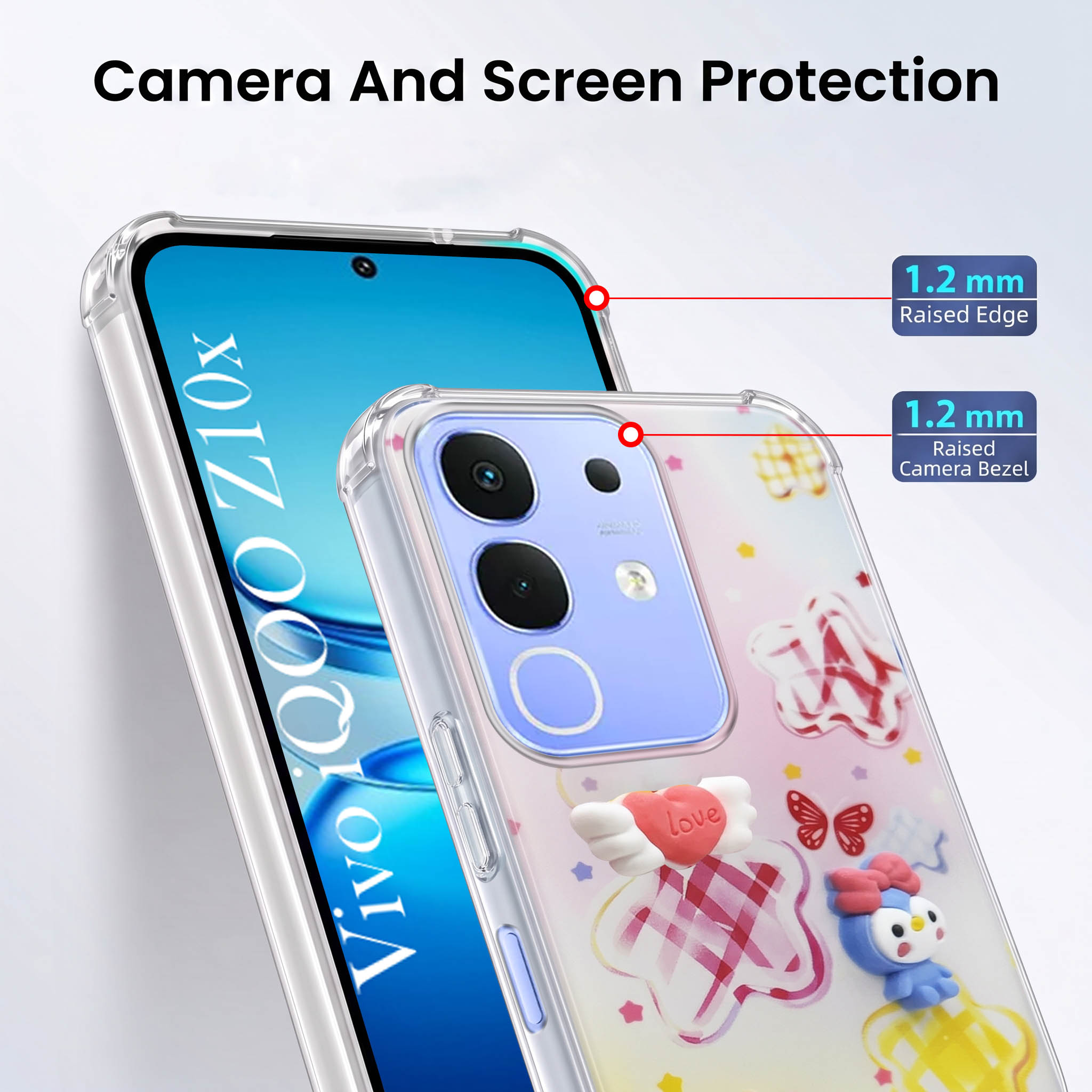 For Vivo iQOO Z10x Back Cover Case (3D Cute Cartoons | Hard Back Side Soft | Matte Premium Finish | HD Printing)