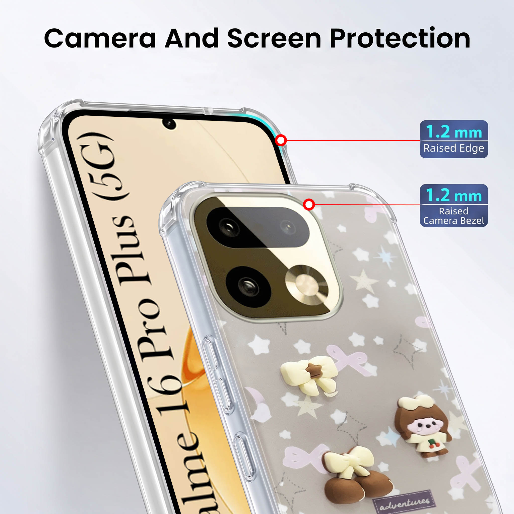 For Realme 16 Pro Plus 5G Back Cover Case (3D Cute Cartoons | Hard Back Side Soft | Matte Premium Finish | HD Printing)