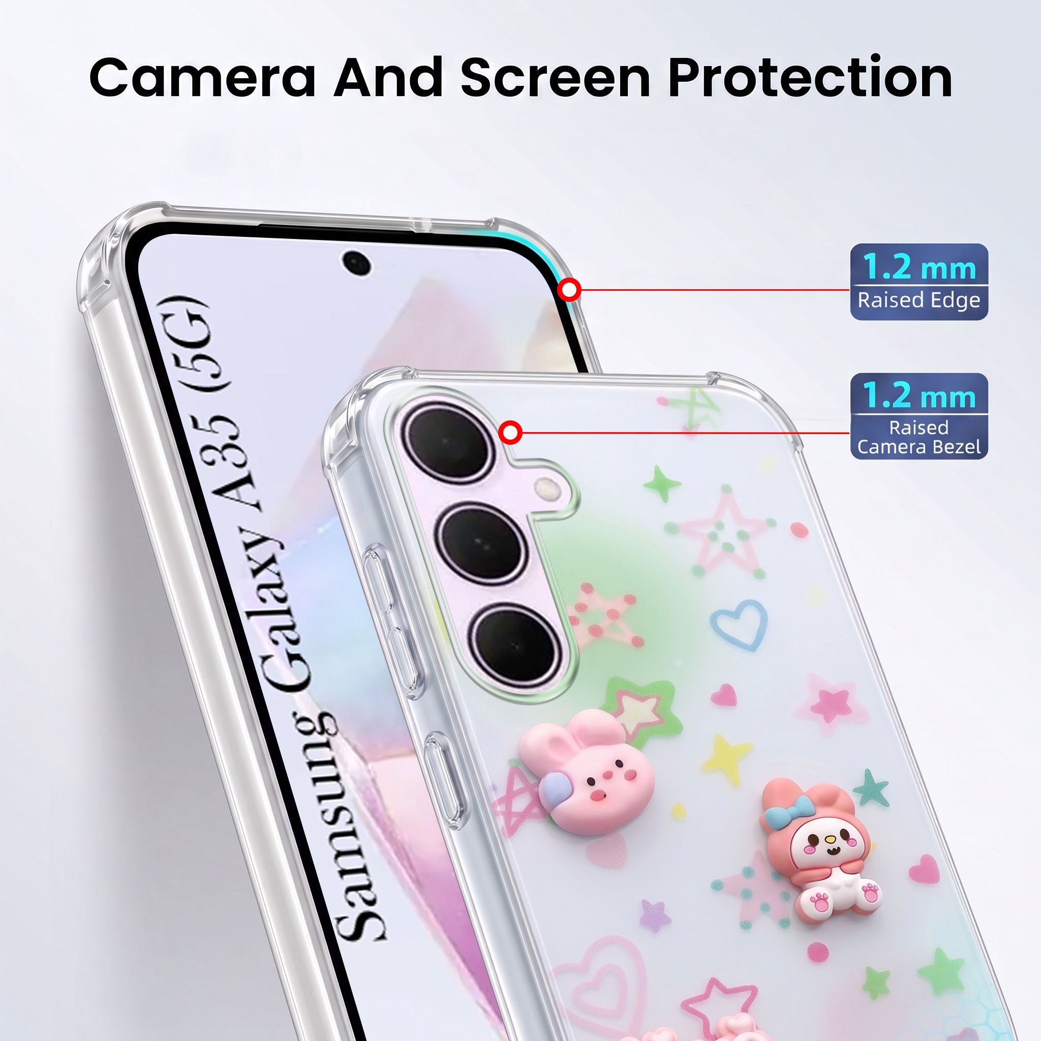 For Samsung Galaxy A35 5G Back Cover Case (3D Cute Cartoons | Hard Back Side Soft | Matte Premium Finish | HD Printing)