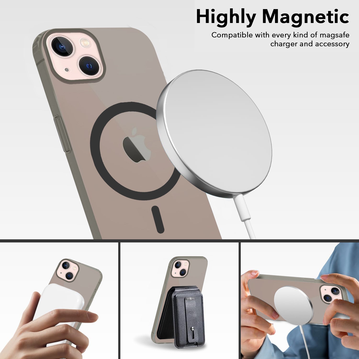For Apple iPhone 13 Back Cover Case (Frosted Matte Feel | MagSafe Compatible Wireless Charging | Polycarbonate Material)