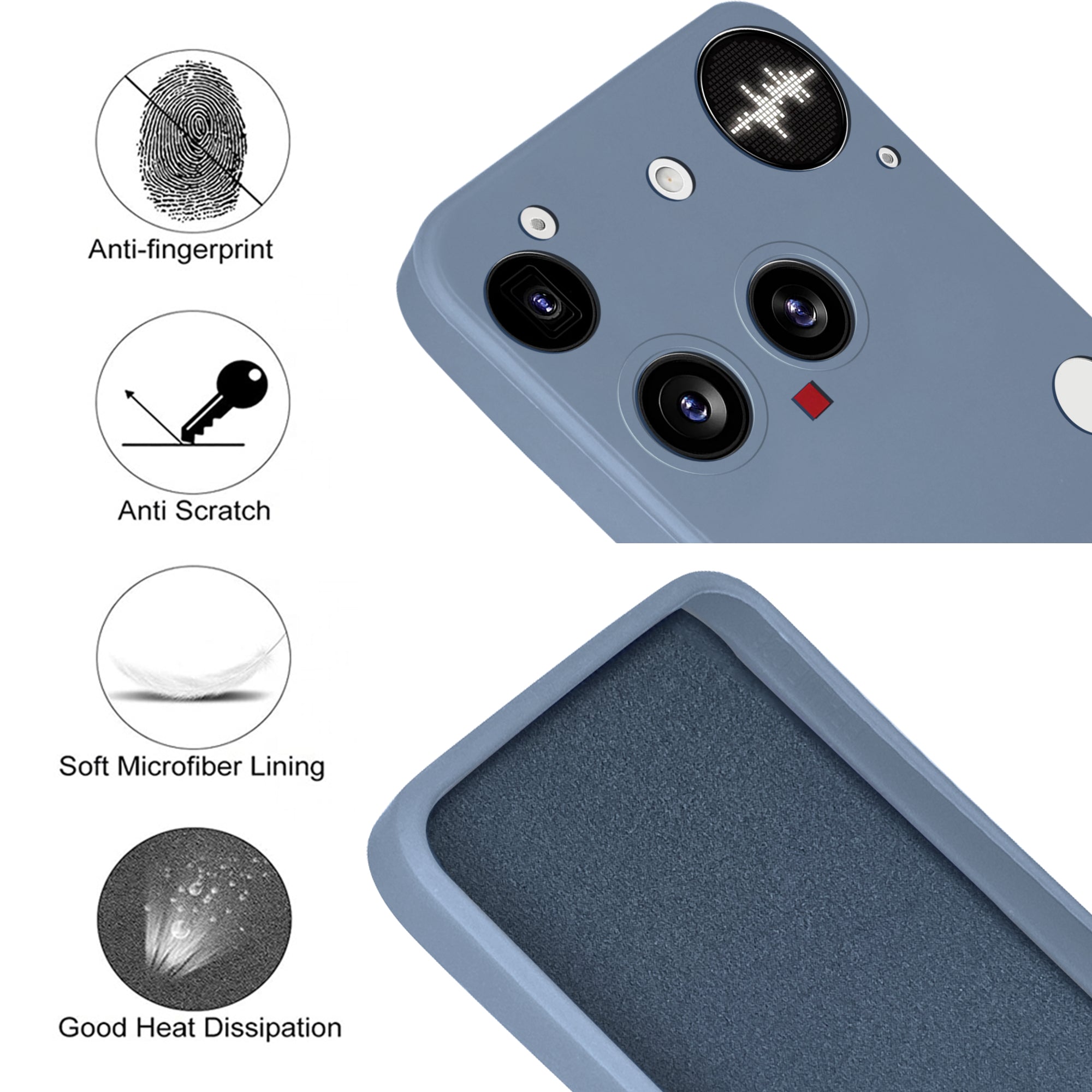 For Nothing Phone 3 Back Cover Case ( Matte Finish Silicone with Inside Fiber cloth)