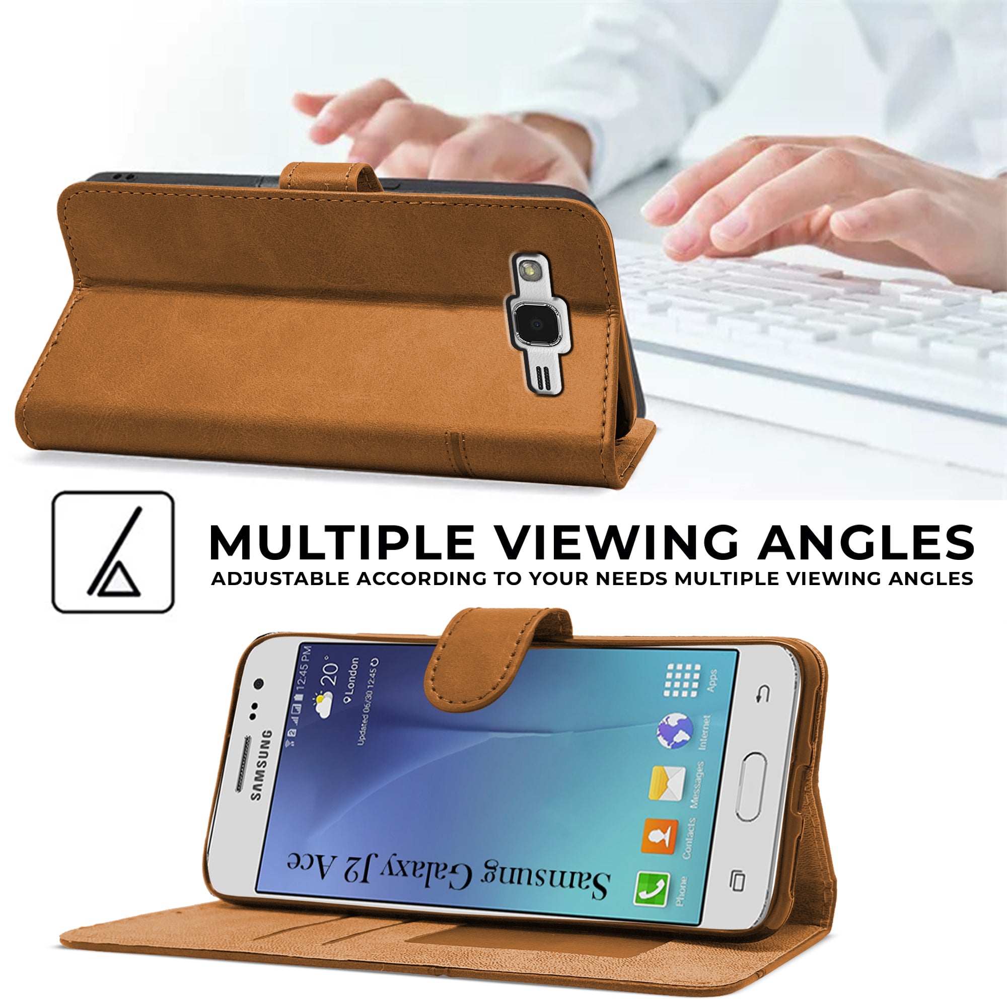 For Samsung Galaxy J2 Ace Flip Cover Case ( Stitched Leather with Magnetic Closure)