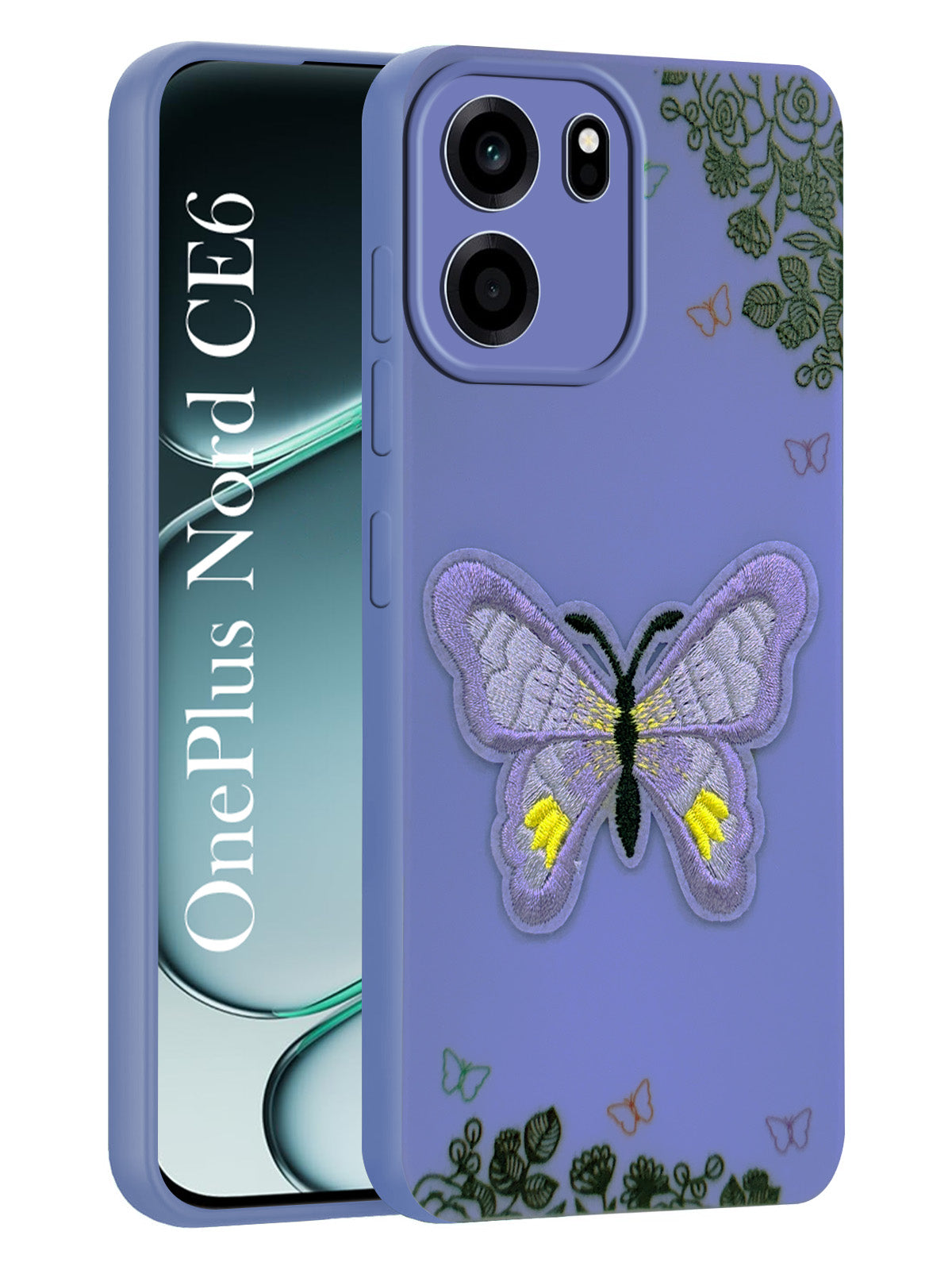 For Oneplus Nord CE 6 Back Cover Case (Soft Butterfly Embroidery | Women Teen Girls | Camera Protection| Matte Silicone)