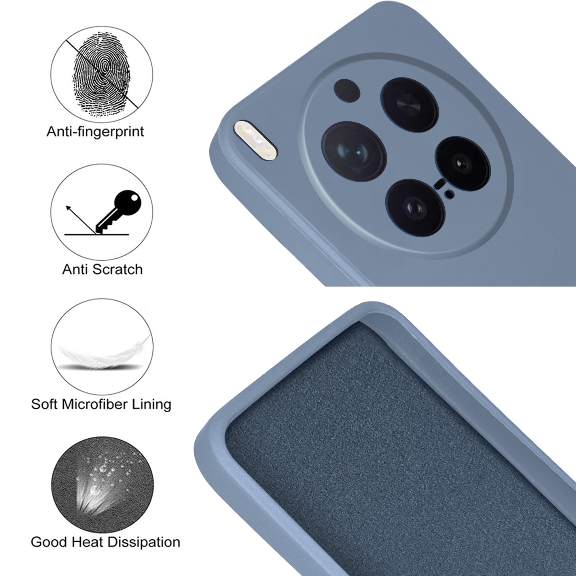 For Vivo X300 Pro Back Cover Case (Matte Finish Silicone with Inside Fiber cloth)