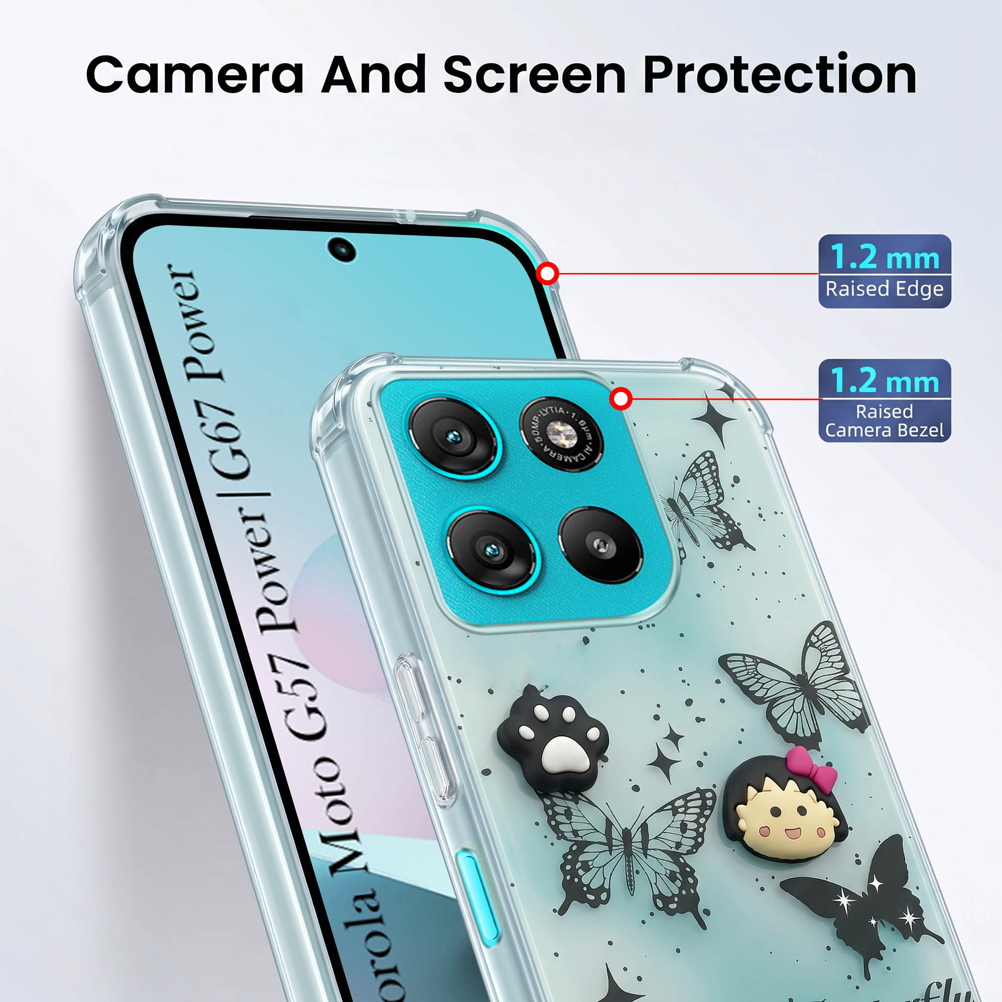For Motorola Moto G67 Power | G57 Power Back Cover Case (3D Cute Cartoons | Hard Back Side Soft | Matte Premium Finish | HD Printing)