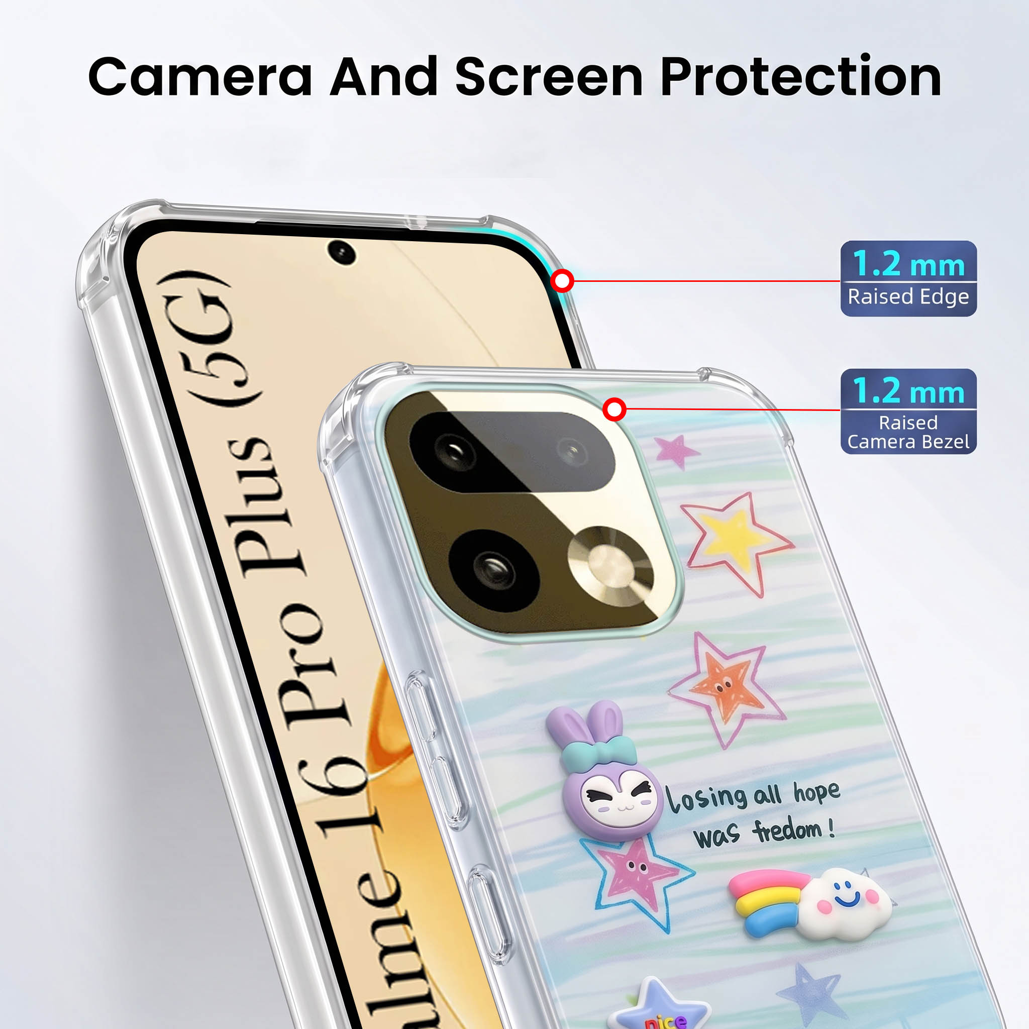 For Realme 16 Pro Plus 5G Back Cover Case (3D Cute Cartoons | Hard Back Side Soft | Matte Premium Finish | HD Printing)