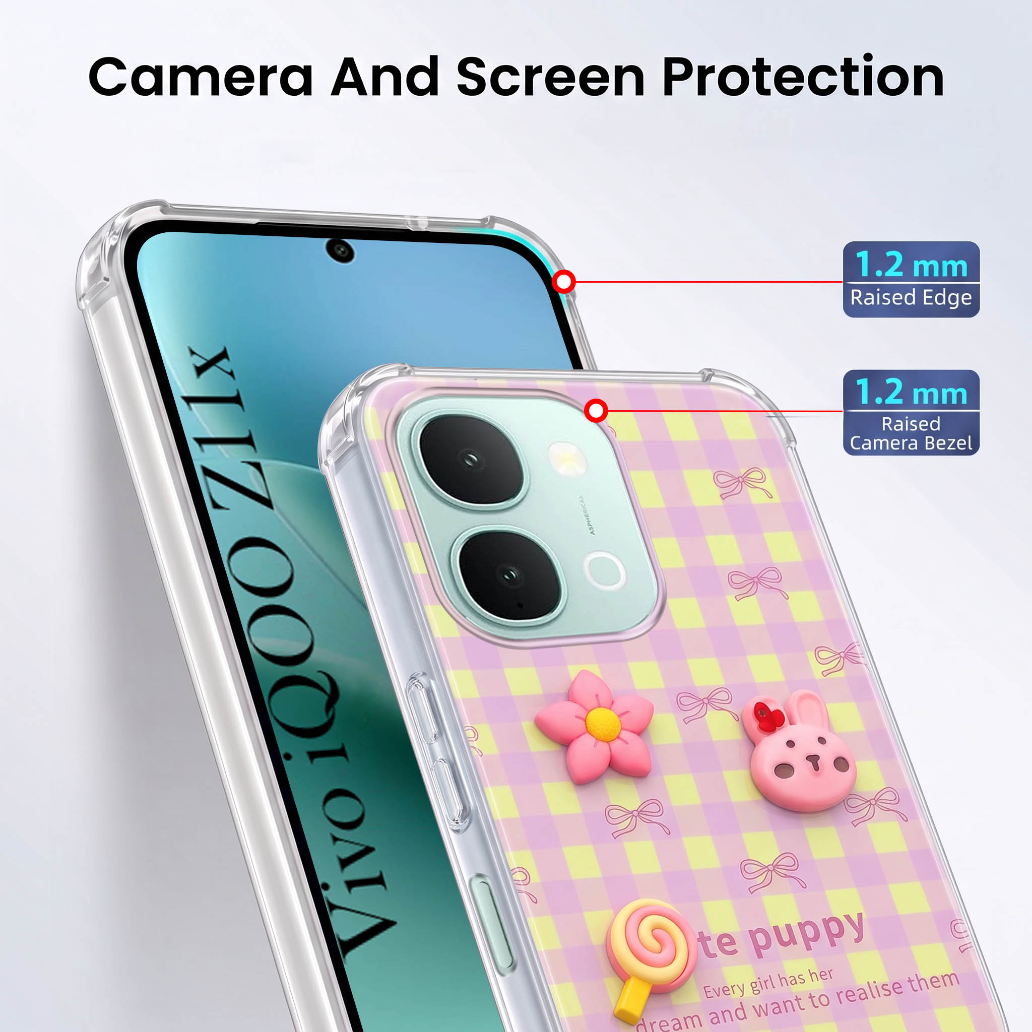 For Vivo iQOO Z11x 5G Back Cover Case (3D Cute Cartoons | Hard Back Side Soft | Matte Premium Finish | HD Printing)