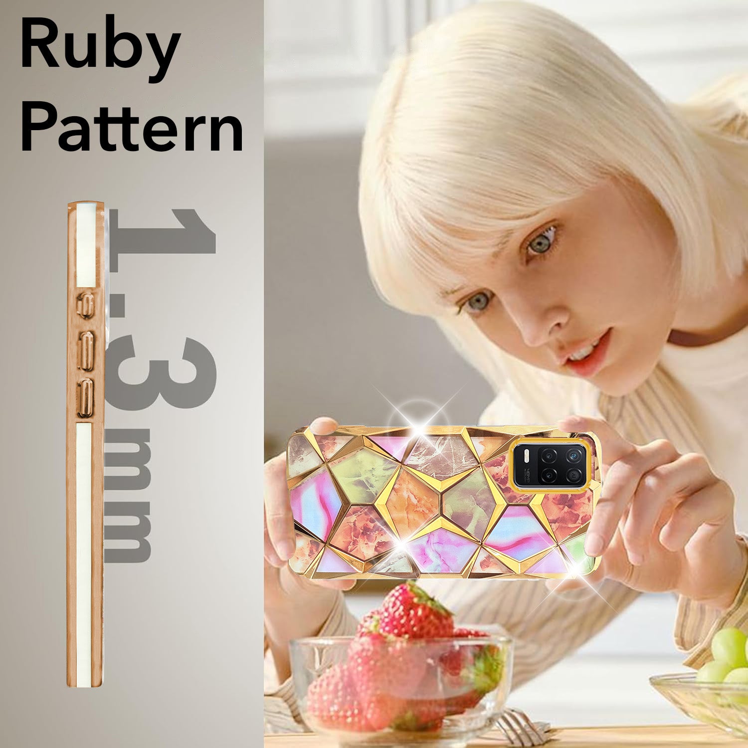 For Realme Narzo 30 5G Back Cover Case (Dual Design Glitter Sparkle and Detachable Diamond Print Case | Soft and Flexible)