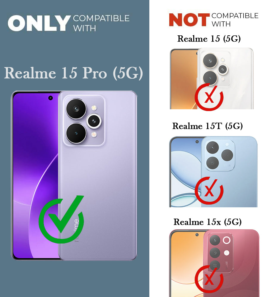 For Realme 15 Pro Back Cover Case PU Leather Finish (Professional Minimalist Texture | MagSafe Compatile | Camera Protection | Sleek Sober Formal)