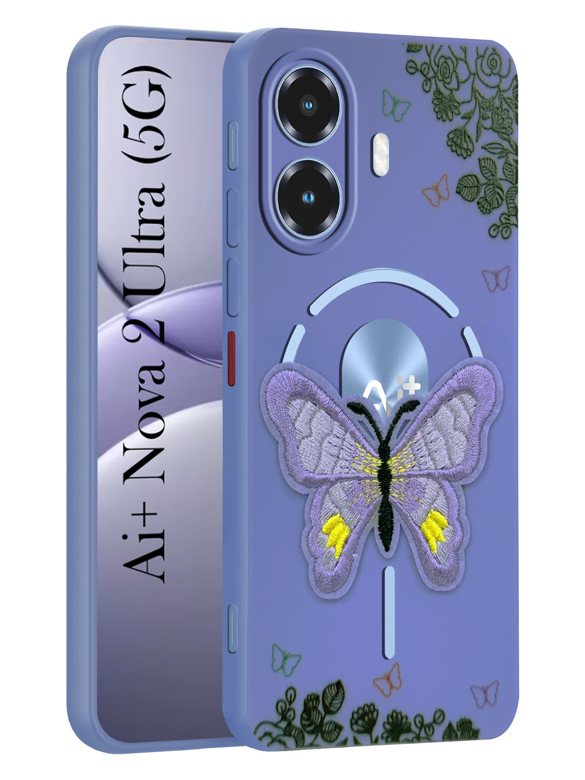 For Ai+ Nova 2 Ultra 5G Back Cover Case (Soft Butterfly Embroidery | Women Teen Girls | Camera Protection| Matte Silicone)