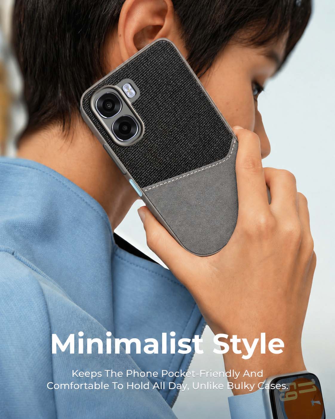 For Oppo K14x 5G Back Cover Case (Dual PU Leather Stitch | Professional Minimalist | Soft and Flexible)