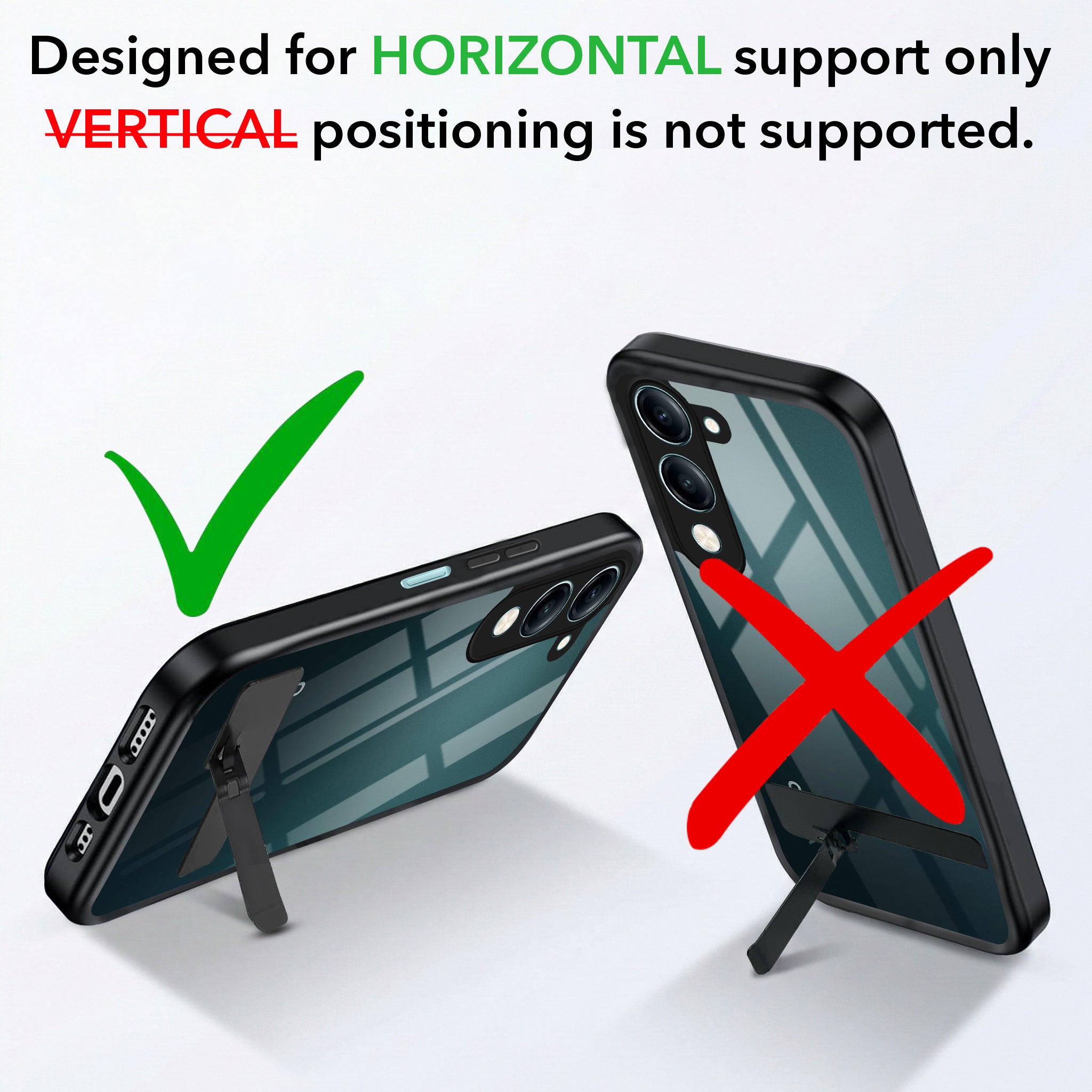 For Vivo Y19 | Vivo Y19e | Vivo T4 Lite Back Cover Case (Built-in Stand | Lifetime Anti Yellow | Kickstand Shockproof | Camera Protection | MagSafe Compatible)