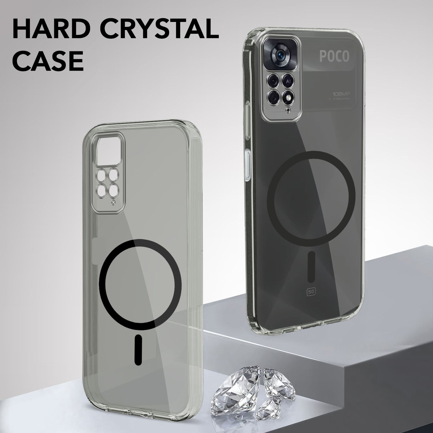 For Poco X4 Pro 5G Back Cover Case Lifetime Anti-Yellow MagSafe Compatible Clear (Sleek Hard Crystal | Shockproof and Camera Protection)