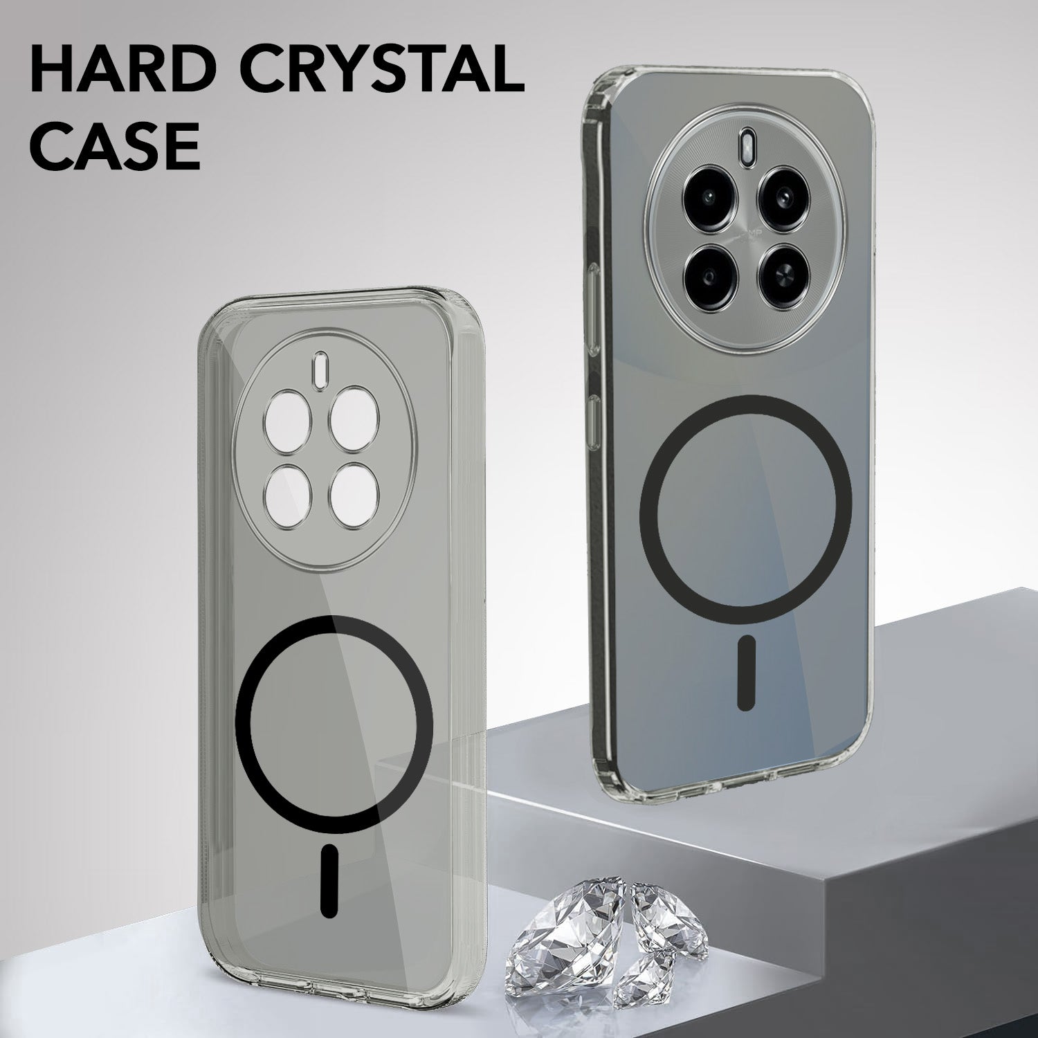For Realme Narzo 70 5G Back Cover Case Lifetime Anti-Yellow MagSafe Compatible Clear (Sleek Hard Crystal | Shockproof and Camera Protection)
