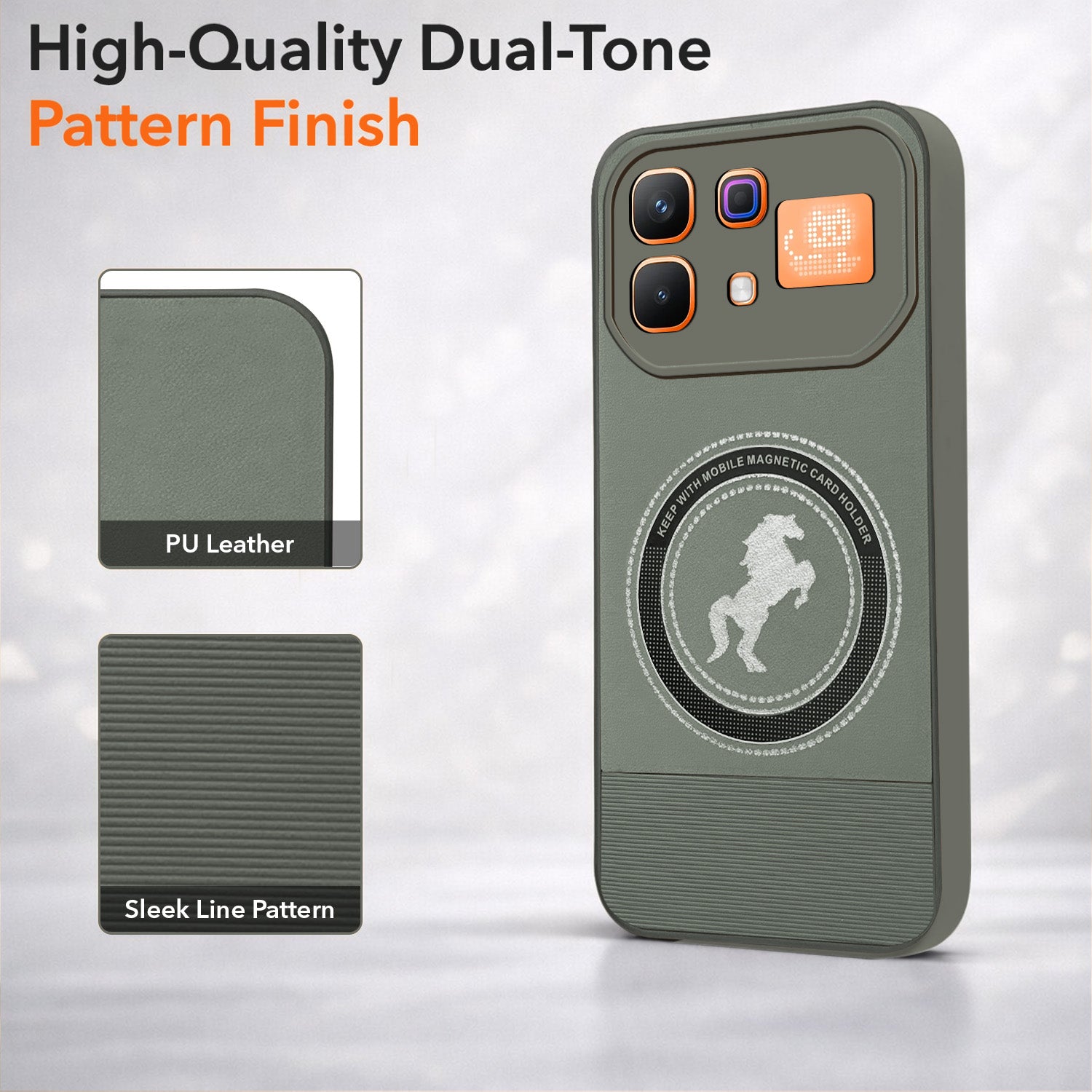 For Infinix Note 60 Pro 5G Back Cover Case PU Leather Finish (Professional Minimalist Texture | MagSafe Compatile | Camera Protection | Sleek Sober Formal)