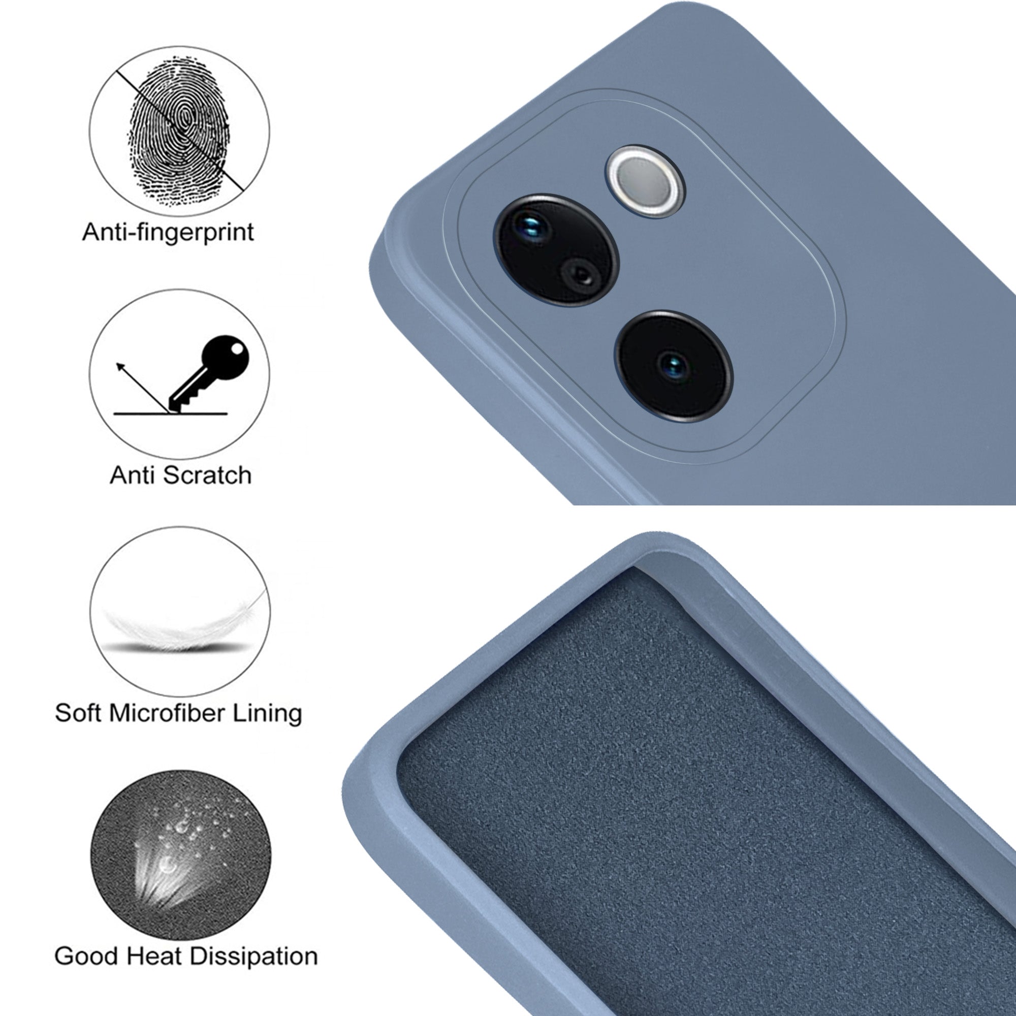 For Vivo iQOO Z9s Pro  Back Cover Case ( Matte Finish Silicone with Inside Fiber cloth)