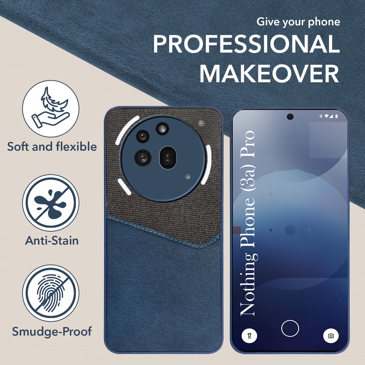 For Nothing Phone 3A Pro 5G Back Cover Case  (Dual PU Leather Stitch | Professional Minimalist | Soft and Flexible)