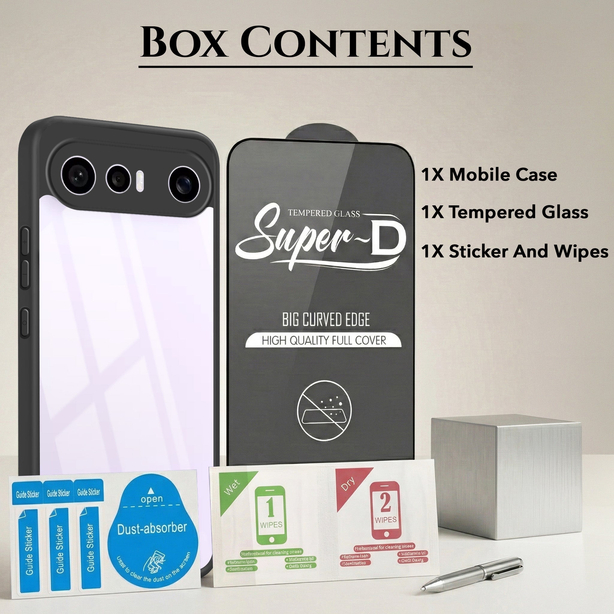 For Vivo X300 FE Combo with Back Cover and 9H Tempered Glass (Lifetime Anti-Yellow | Crystal Clear Shockproof | Oleophobic Coating Screen Glass)