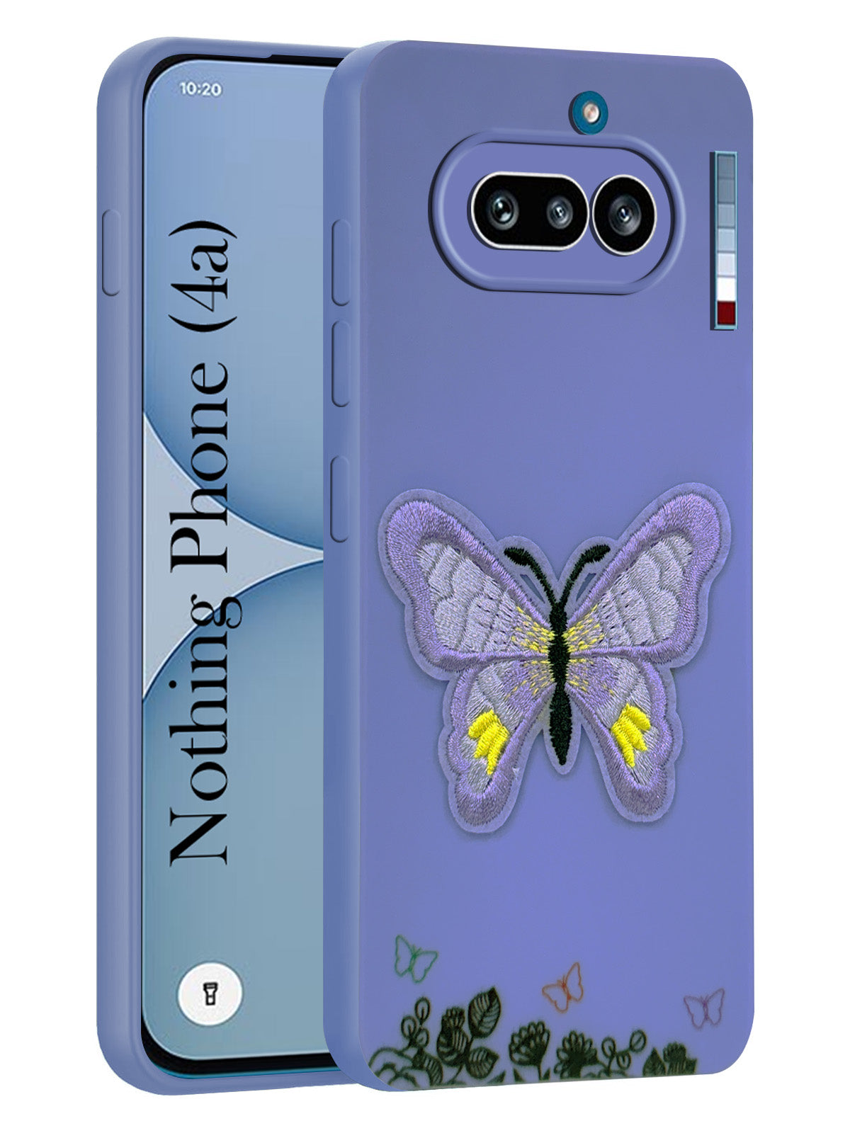 For Nothing Phone 4A 5G Back Cover Case (Soft Butterfly Embroidery | Women Teen Girls | Camera Protection| Matte Silicone)