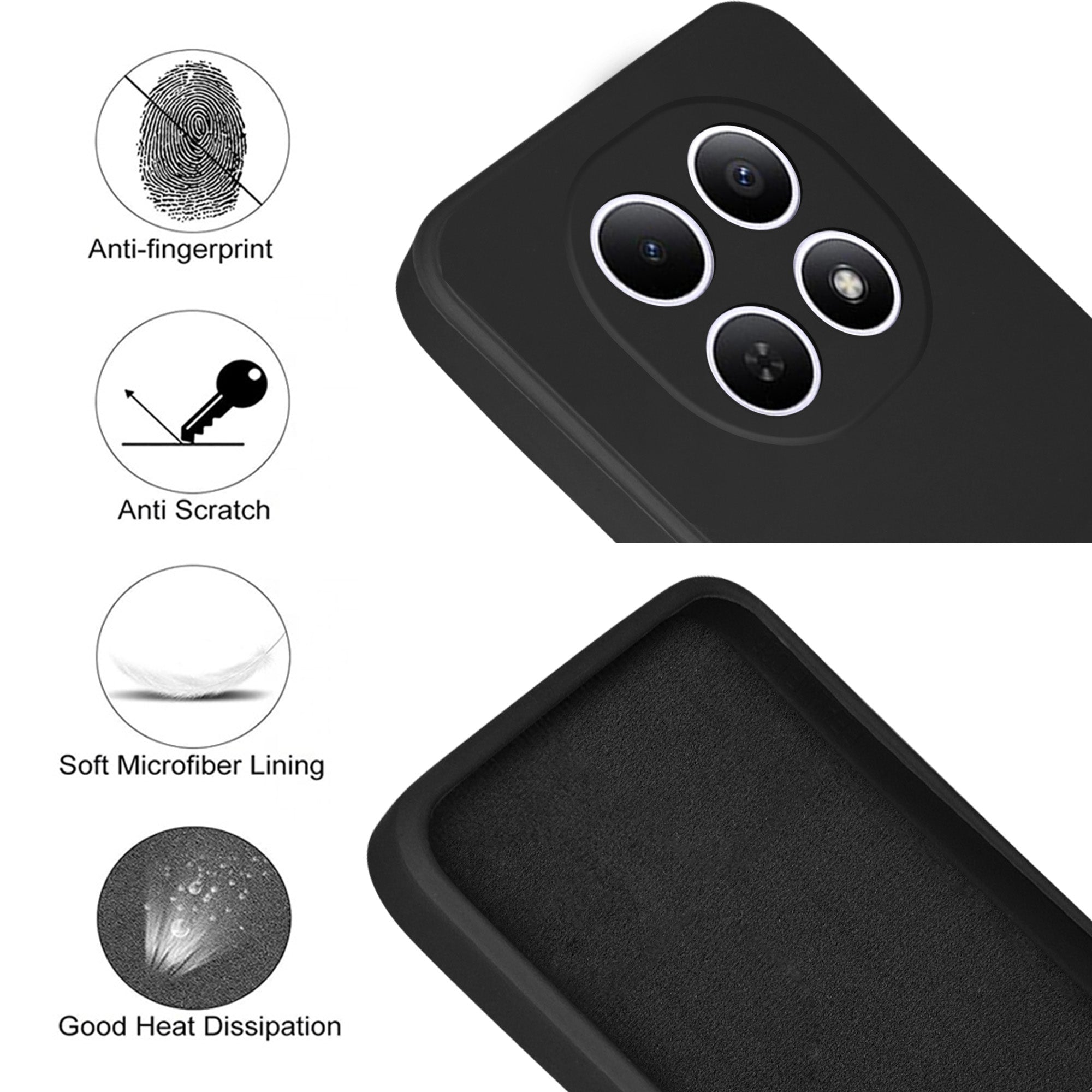 For Xiaomi Redmi Note 15 5G Back Cover Case (Matte Finish Silicone with Inside Fiber cloth)