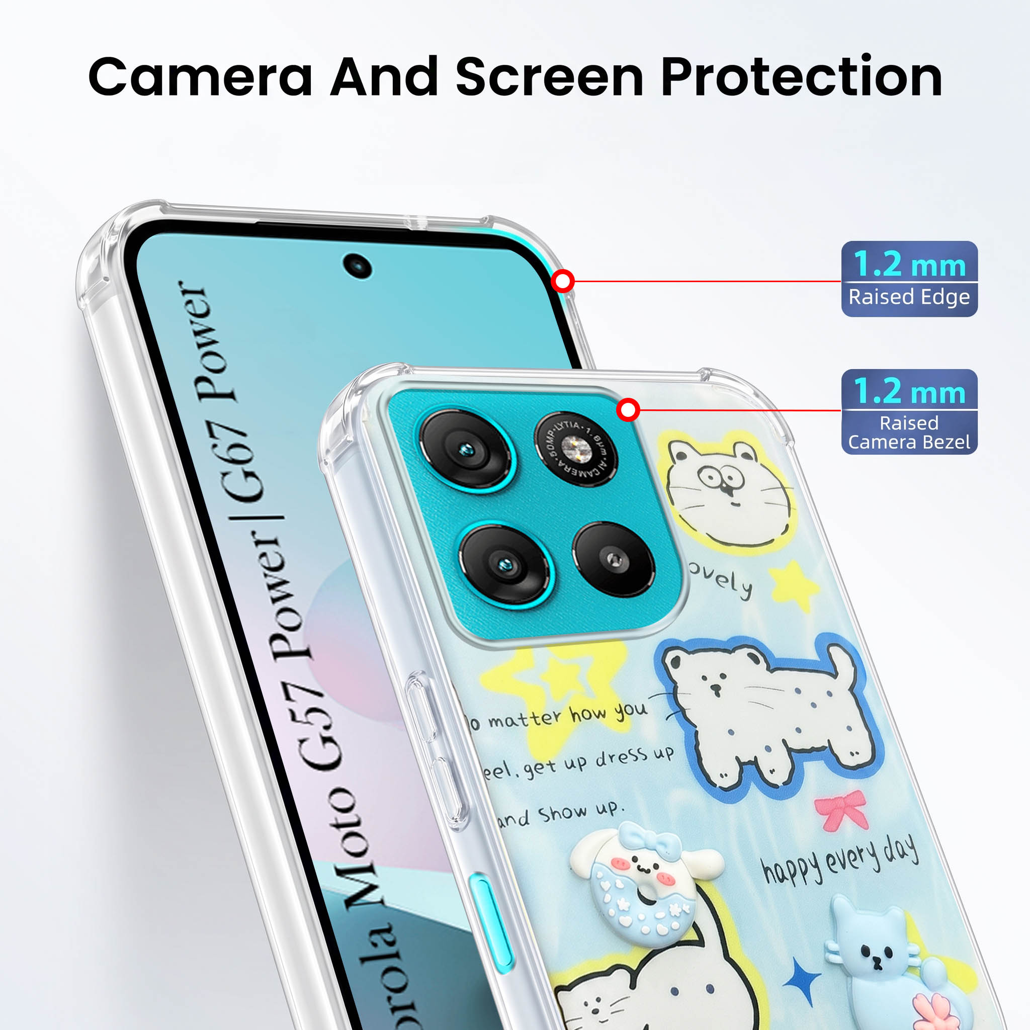 For Motorola Moto G67 Power | G57 Power Back Cover Case (3D Cute Cartoons | Hard Back Side Soft | Matte Premium Finish | HD Printing)