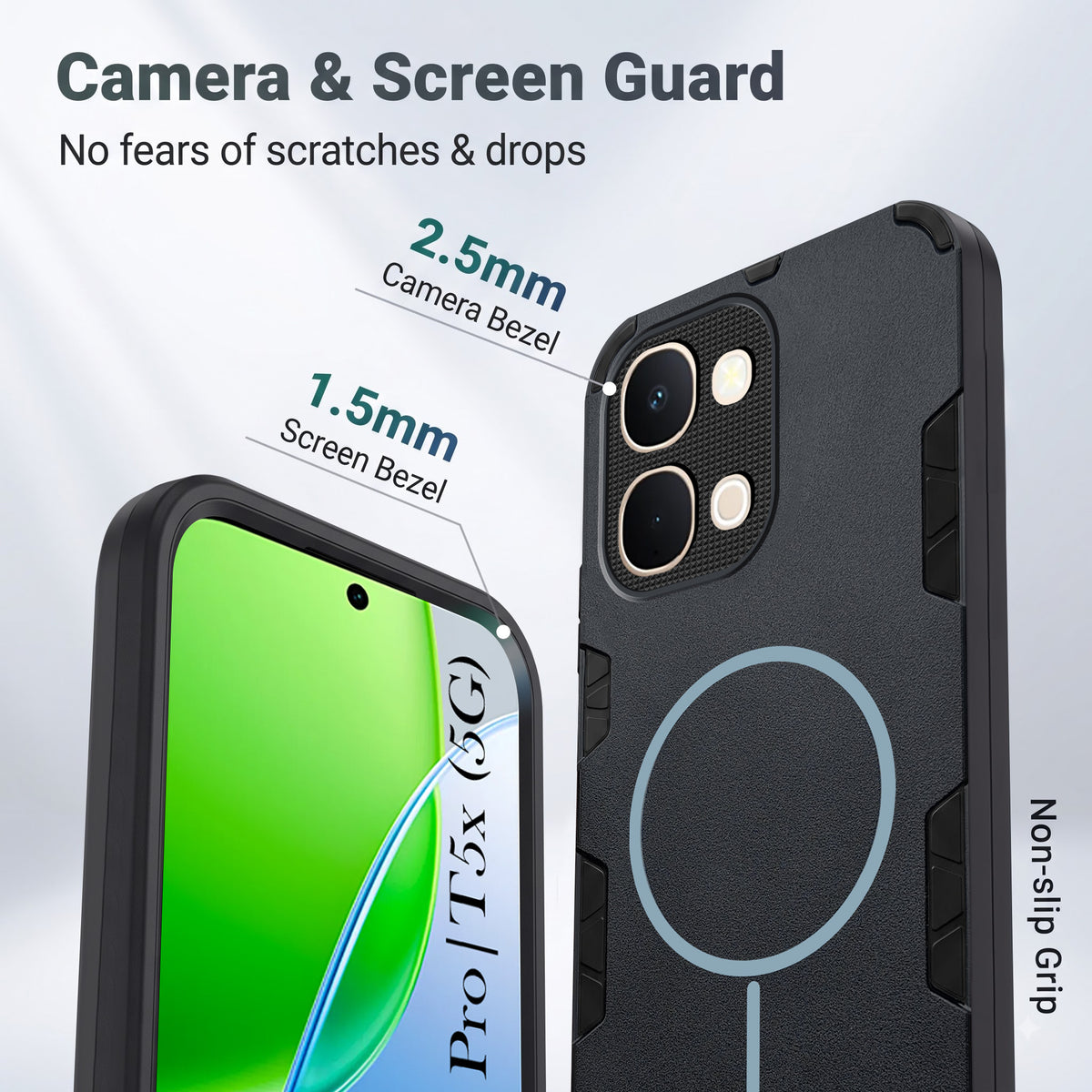 For Vivo Y51 Pro 5G | Vivo T5x Back Cover Case (Slim Hybrid Armor | Shockproof Camera Protection | Rugged Dual Layer)