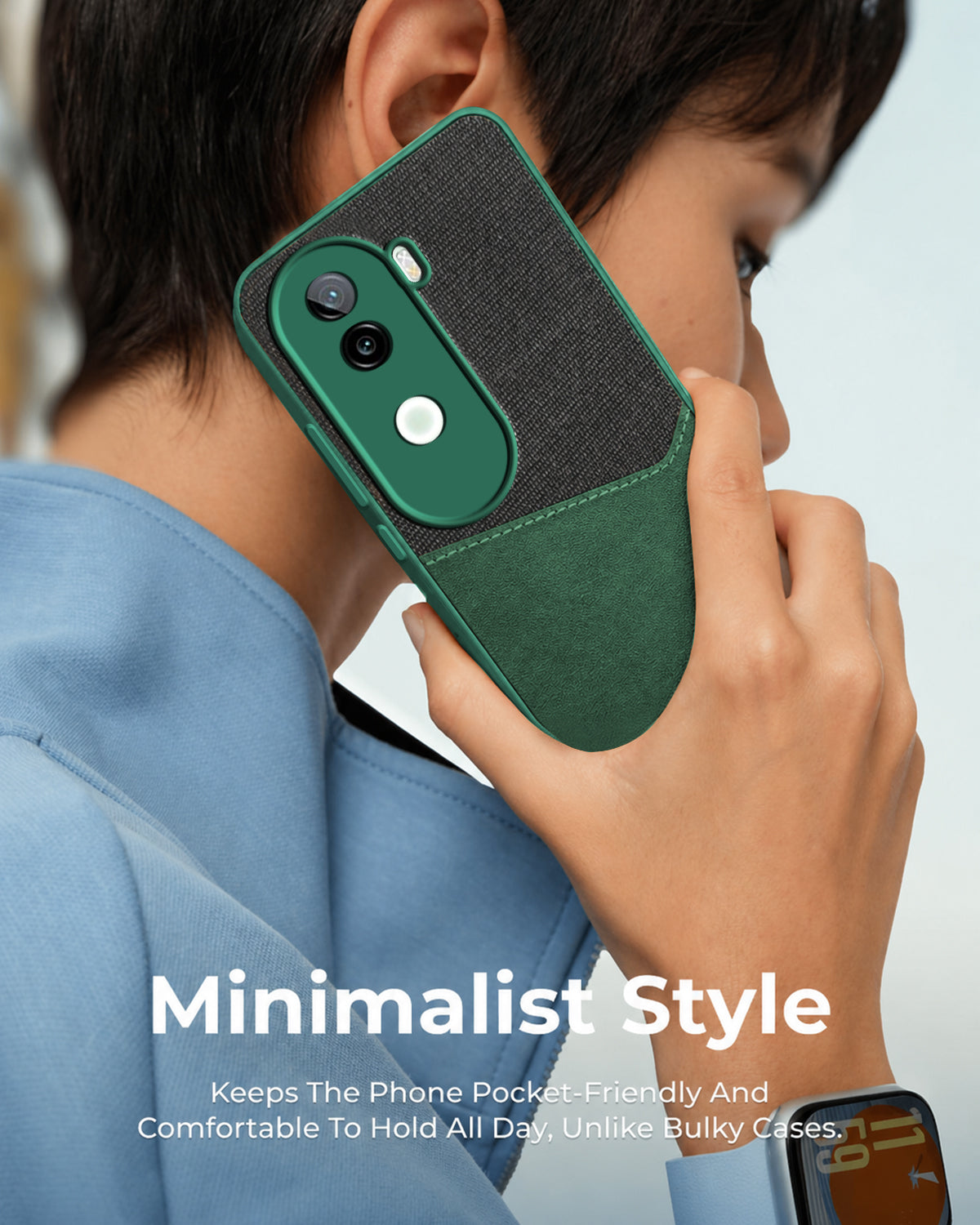 For Vivo iQOO Z9s Back Cover Case (Dual PU Leather Stitch | Professional Minimalist | Soft and Flexible)