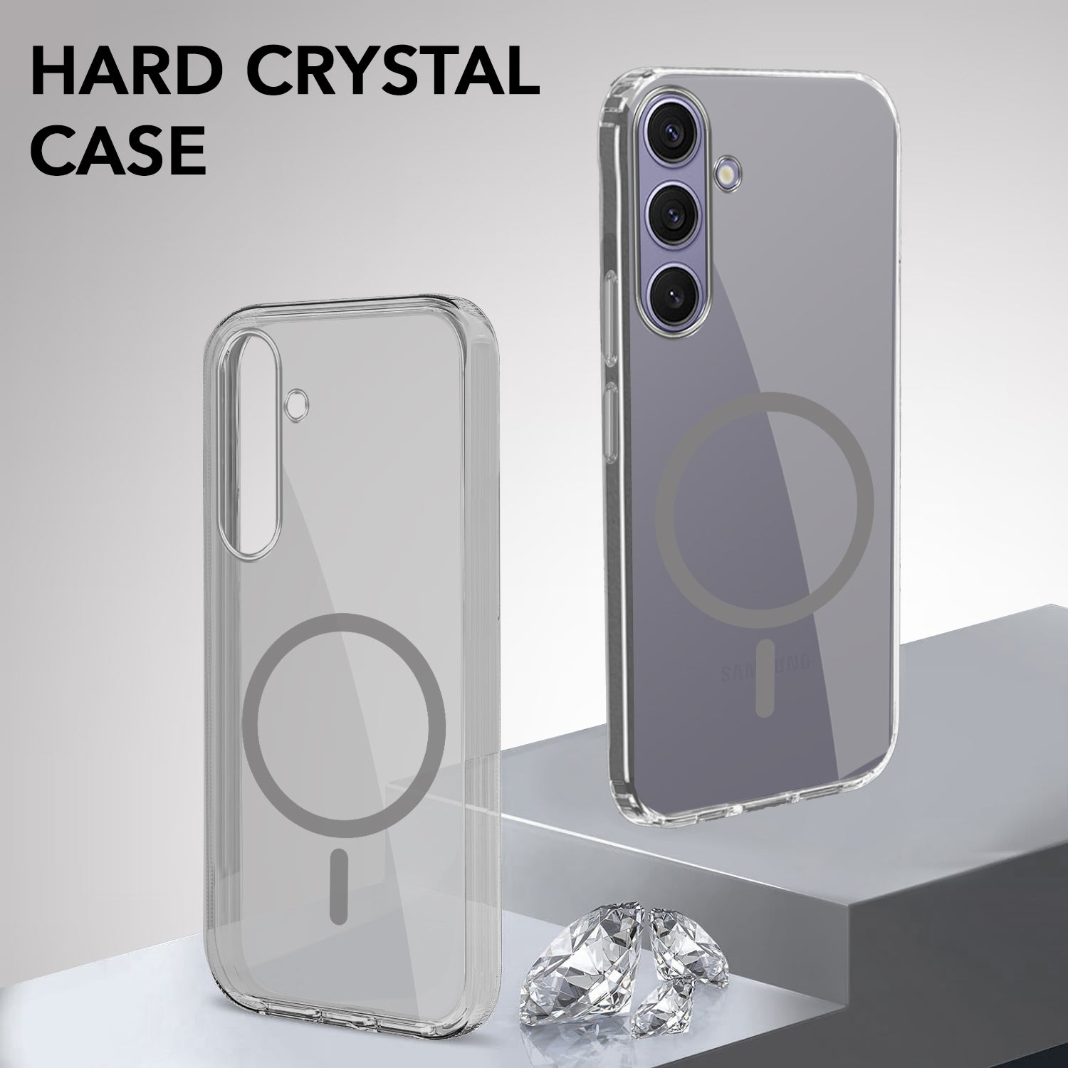 For Samsung Galaxy S24 Plus Back Cover Case Lifetime Anti-Yellow MagSafe Compatible Clear (Sleek Hard Crystal | Shockproof and Camera Protection)