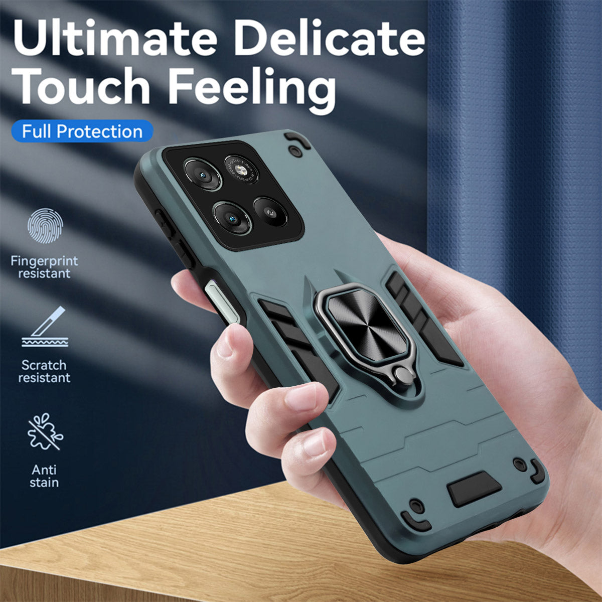 For Motorola Moto G67 Power | G57 Power Back Cover Case Hybrid Armor (Shockproof Dual Layer Polycarbonate |Ring Holder Kickstand)