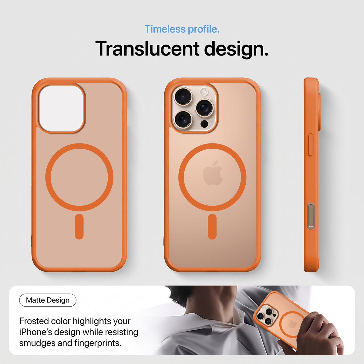 For Apple iPhone 16 Pro Matte Finish Back Case Cover (MagSafe Compatible | Translucent Soft Touch | Slim and Unbreakable)