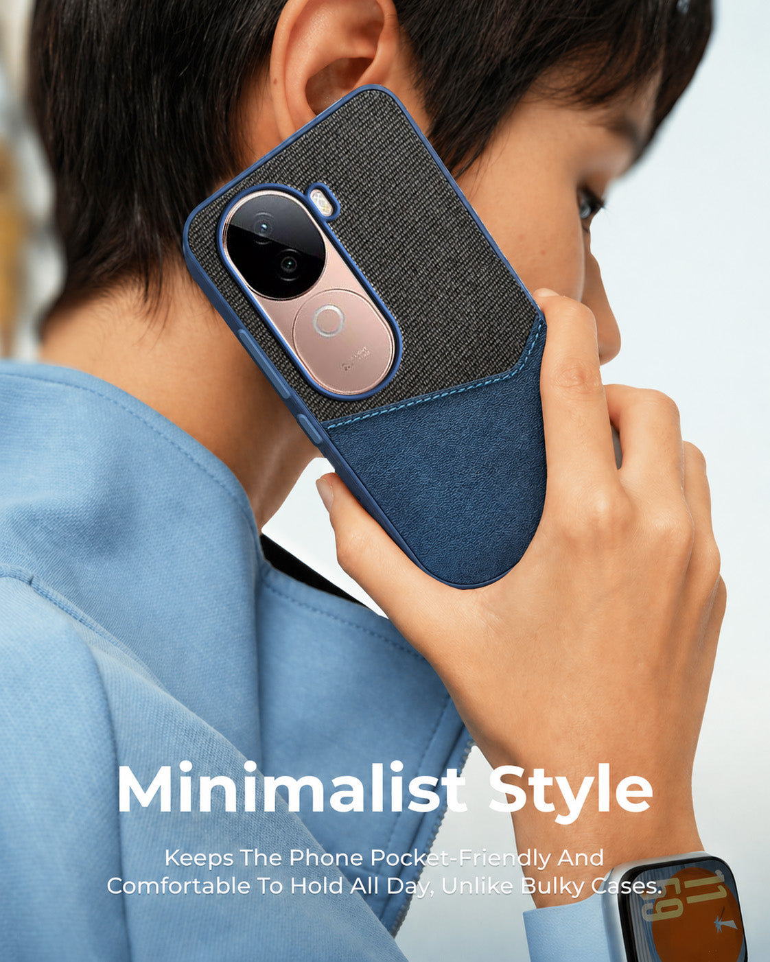 For Vivo V40e Back Cover Case (Dual PU Leather Stitch | Professional Minimalist | Soft and Flexible)