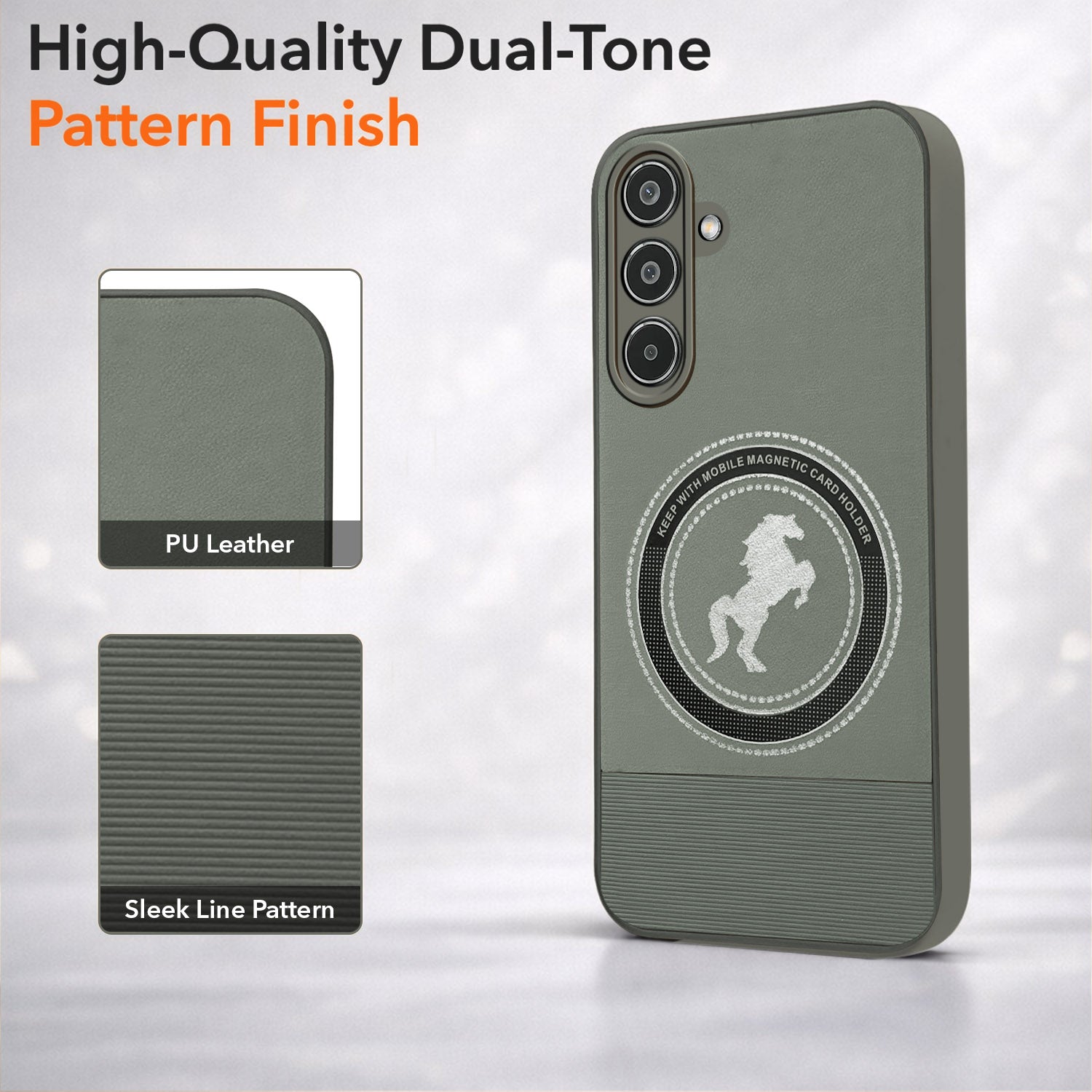 For Samsung Galaxy M35 5G Back Cover Case PU Leather Finish (Professional Minimalist Texture | MagSafe Compatile | Camera Protection | Sleek Sober Formal)