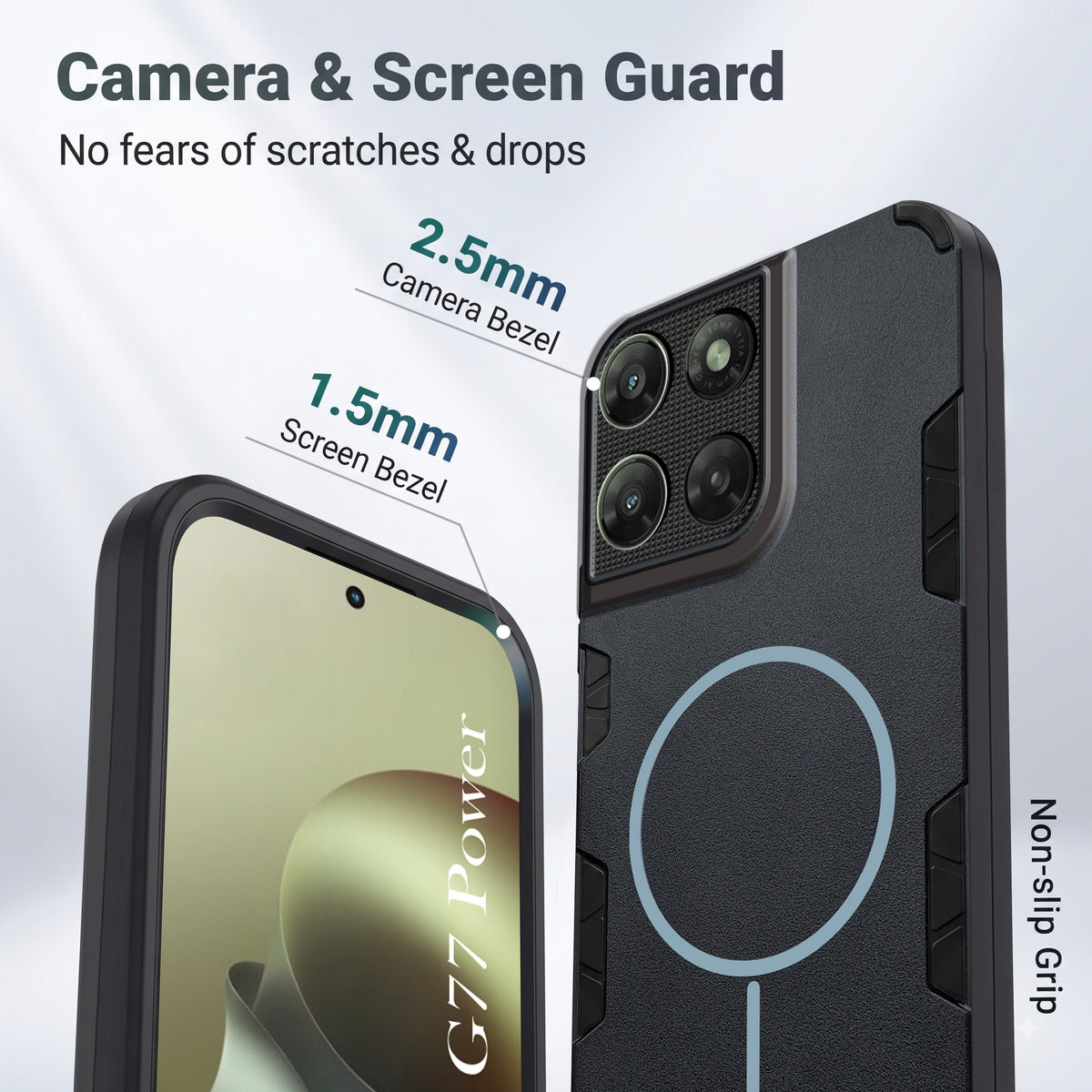 For Motorola Moto G77 Power Back Cover Case (Slim Hybrid Armor | Shockproof Camera Protection | Rugged Dual Layer)