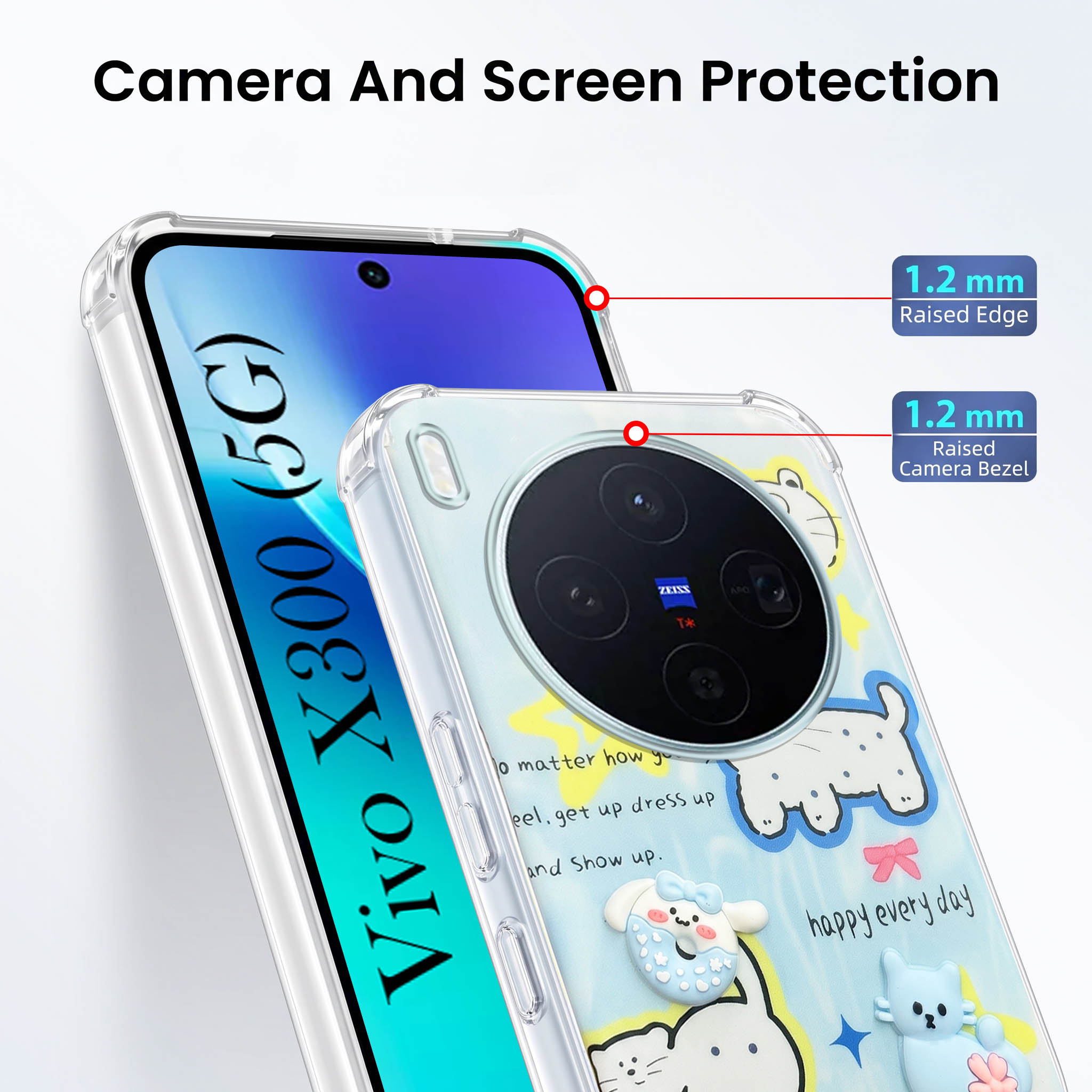 For Vivo X300 5G Back Cover Case (3D Cute Cartoons | Hard Back Side Soft | Matte Premium Finish | HD Printing)