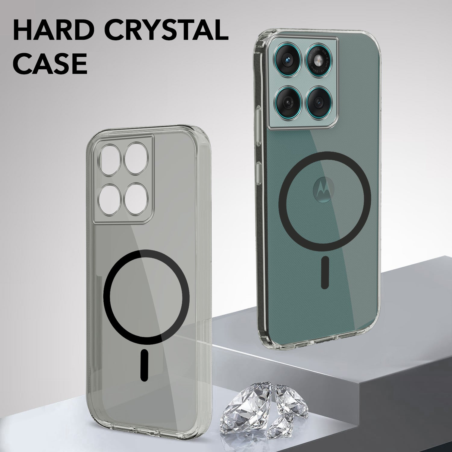 For Motorola Moto Edge 60 Fusion Back Cover Case Lifetime Anti-Yellow MagSafe Compatible Clear (Sleek Hard Crystal | Shockproof and Camera Protection)
