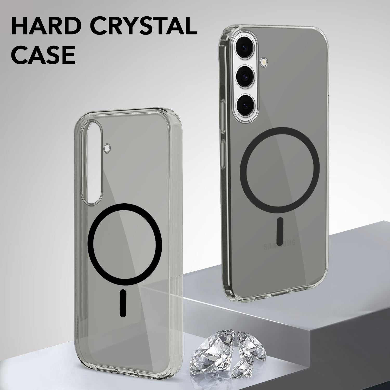 For Samsung Galaxy S24 FE Back Cover Case Lifetime Anti-Yellow MagSafe Compatible Clear (Sleek Hard Crystal | Shockproof and Camera Protection)
