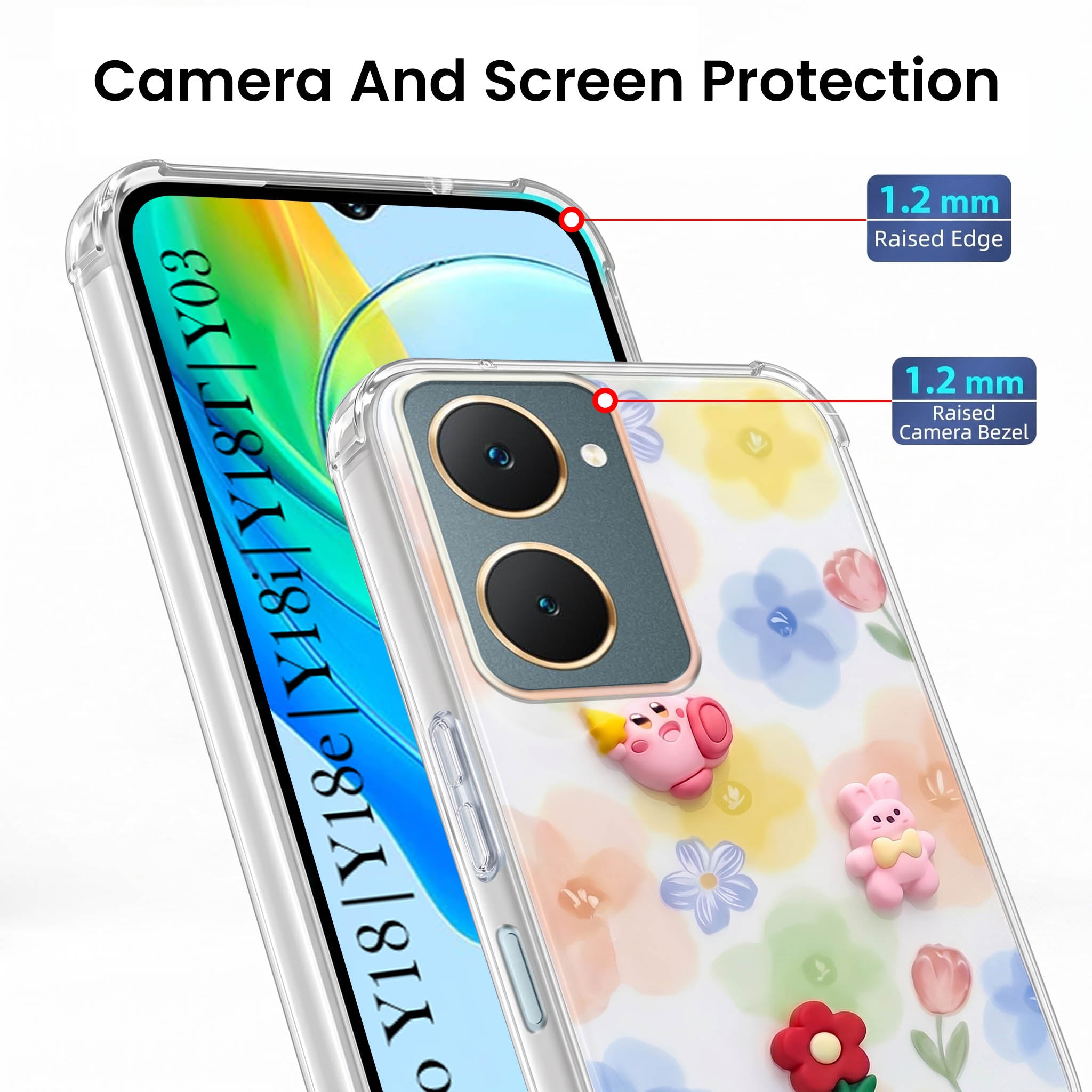 For Vivo Y18 | Y18e | Y03 | Y18i | Y18t Back Cover Case (3D Cute Cartoons | Hard Back Side Soft | Matte Premium Finish | HD Printing)