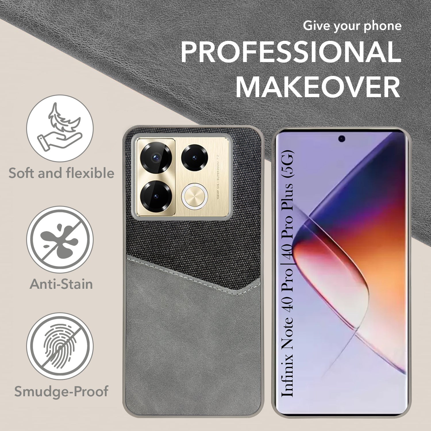 For Infinix Note 40 Pro 5G | Infinix Note 40 Pro Plus Back Cover Case (Dual PU Leather Stitch | Professional Minimalist | Soft and Flexible)