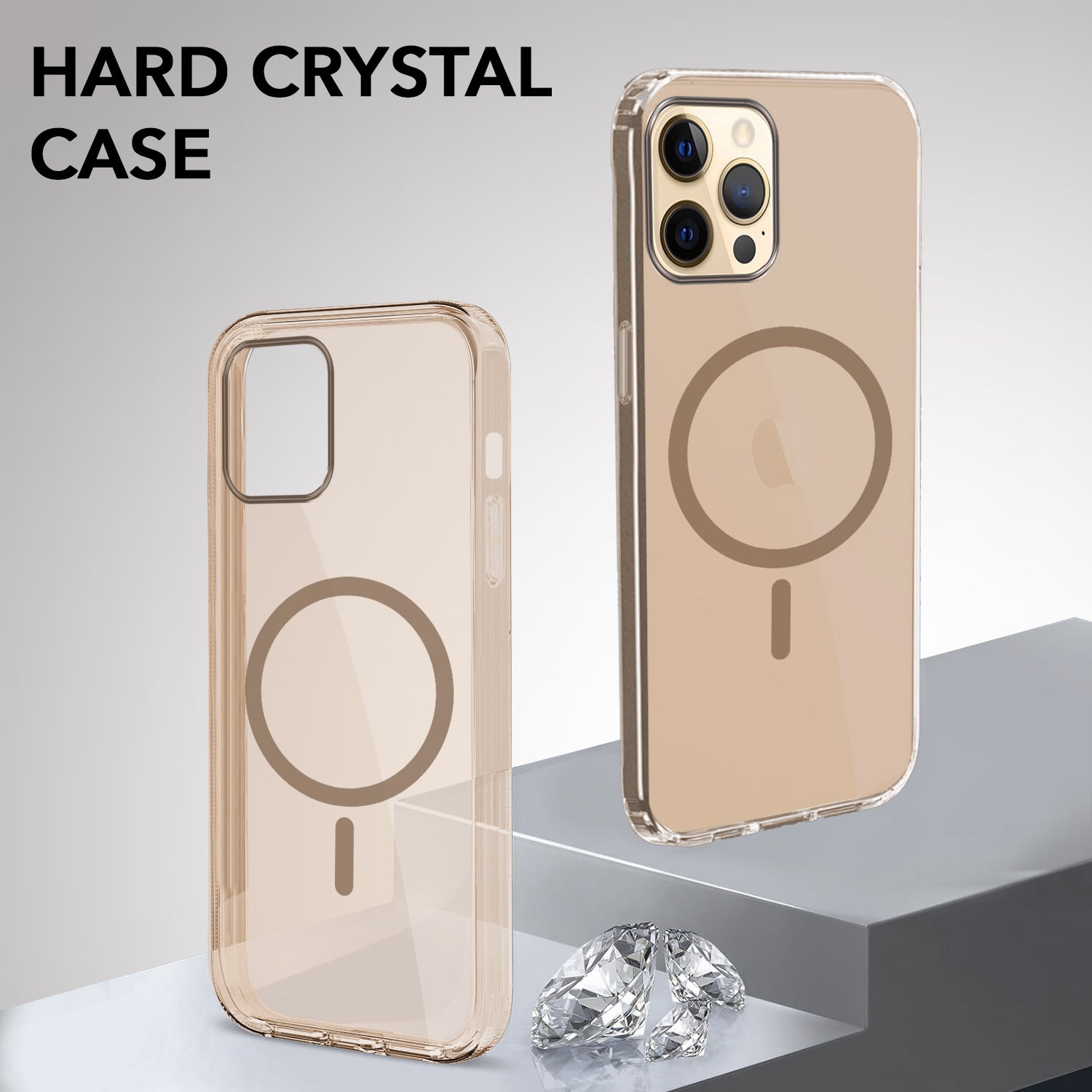 For Apple iPhone 12 Pro Back Case Cover Lifetime Anti-Yellow MagSafe Compatible Clear (Sleek Hard Crystal | Camera Protection and Shockproof)