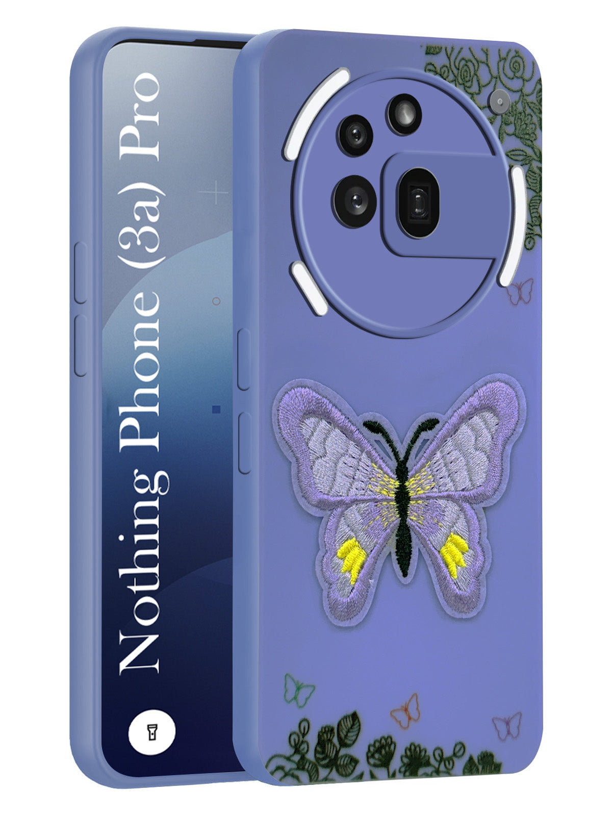 For Nothing Phone 3A Pro 5G Back Cover Case (Soft Butterfly Embroidery | Women Teen Girls | Camera Protection| Matte Silicone)