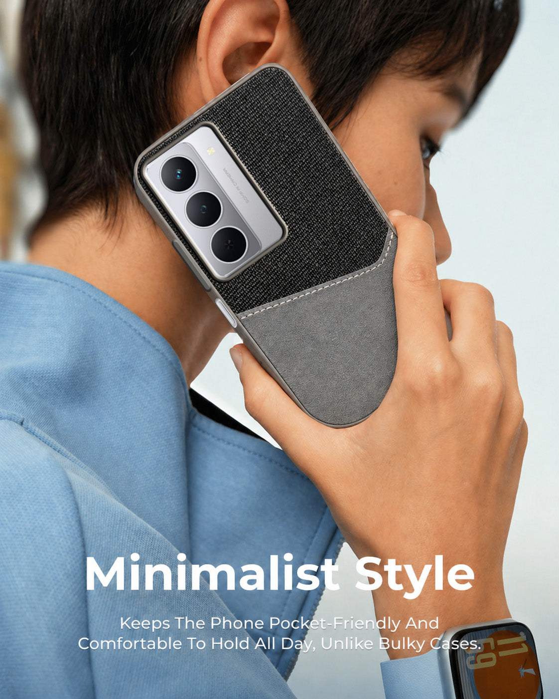 For Realme P3x Back Cover Case (Dual PU Leather Stitch | Professional Minimalist | Soft and Flexible)